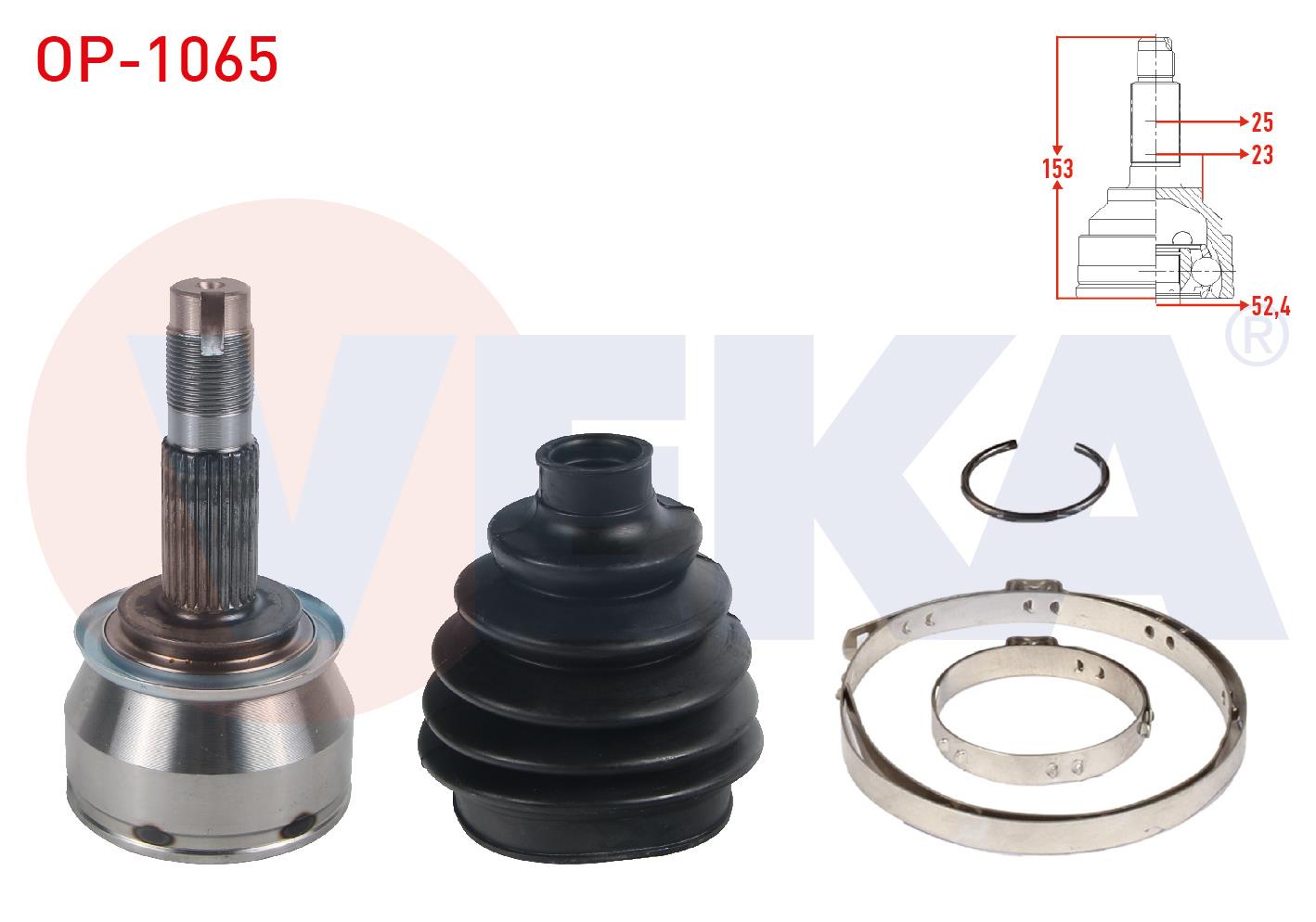 AKS KAFASI SOL-SAG ON DIS 25X23X52,4 UZUNLUK 153mm OPEL MOKKA 1.4 - 1.6 CDTI 2012- / CHEVROLET TRAX 1.4 2012-2014
