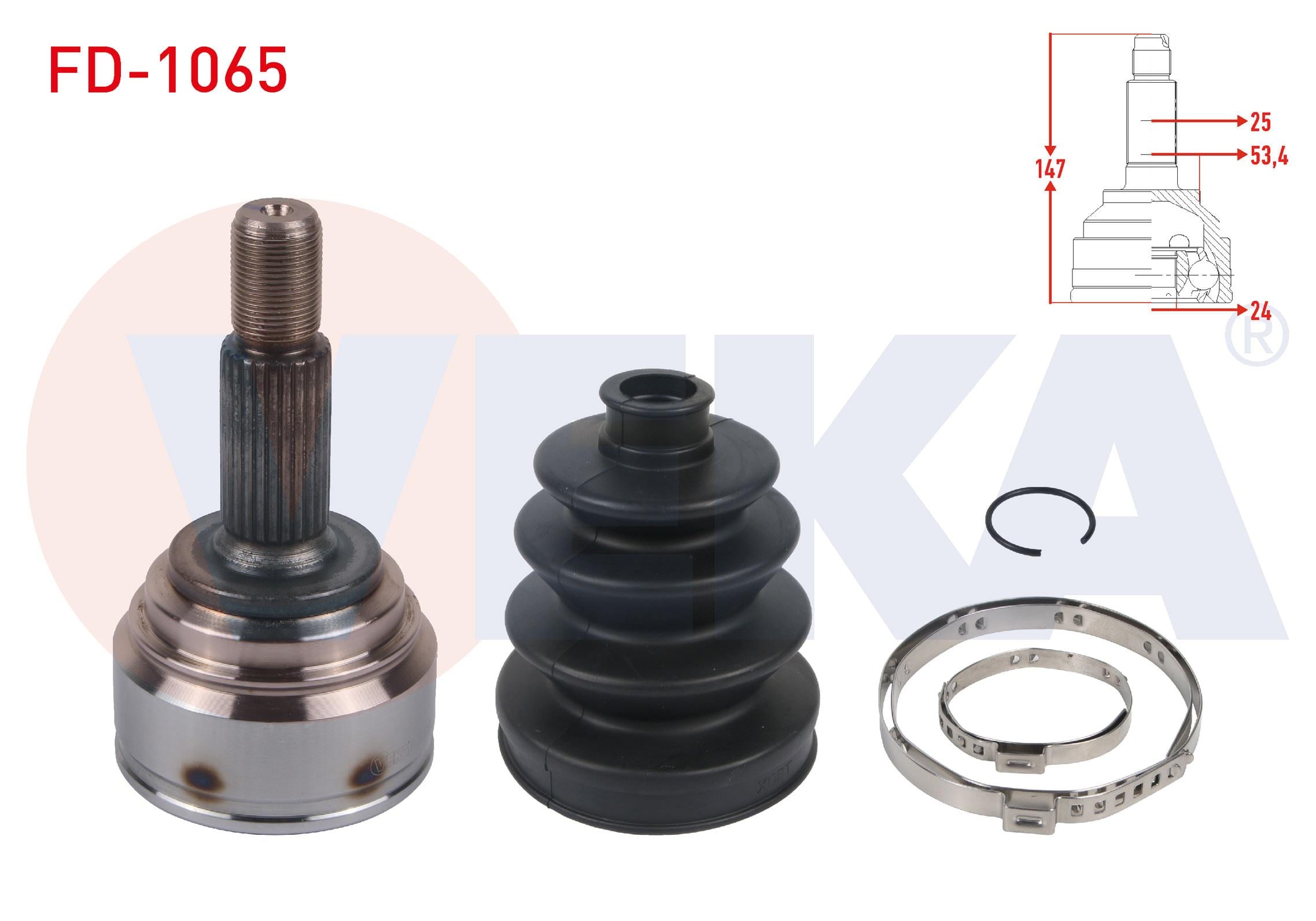 AKS KAFASI SOL-SAG ON DIS 25X24X53,4 UZNLUK 147mm FORD FIESTA VII 1.5 TDCI 2017-
