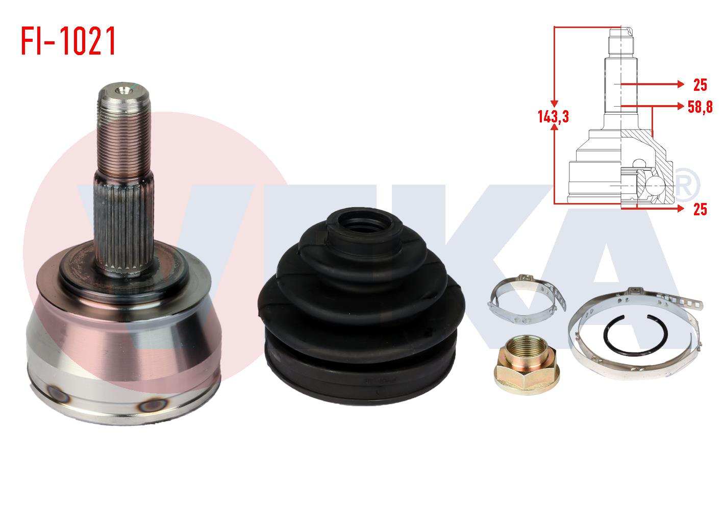 AKS KAFASI SOL-SAG ON DIS 25X25X59 UZUNLUK 142mm FIAT MAREA 2.0i 1996-2007/ BRAVA 2.0i HGT 20v 1995-2002/ BRAVO 2.0i 20v HGT 1995-2004/STILO 1.9 JTD 2001-2010/ ALFA ROMEO 156 1.6 TS - 2.0 TS 1997-2005