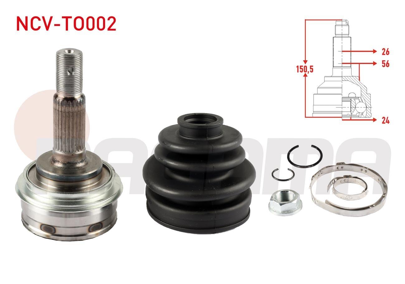 AKS KAFASI SOL-SAG ON DIS 26X24X56 UZUNLUK 150,6mm TOYOTA COROLLA (_E9_) 1.6i - 1.8 D 1987-1993/ RAV4 I (SXA1_) 2.0 1994-2000/ CAMRY (_V2_) 2.0 1986-