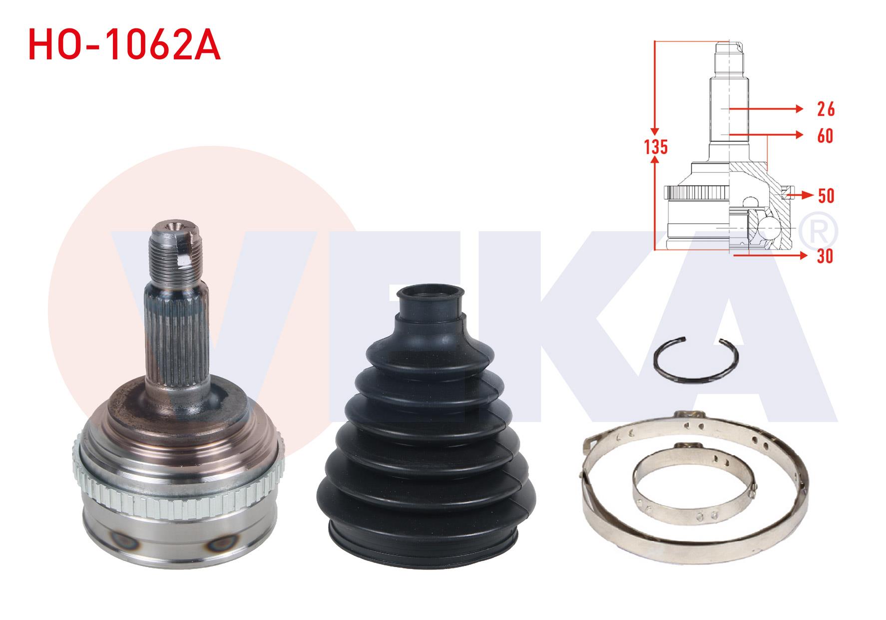 AKS KAFASI SOL-SAG ON DIS 26X30X60 ABS 50 DIS UZUNLUK 135mm HONDA HR-V (GH) 1.6 16v  A-T 1999-