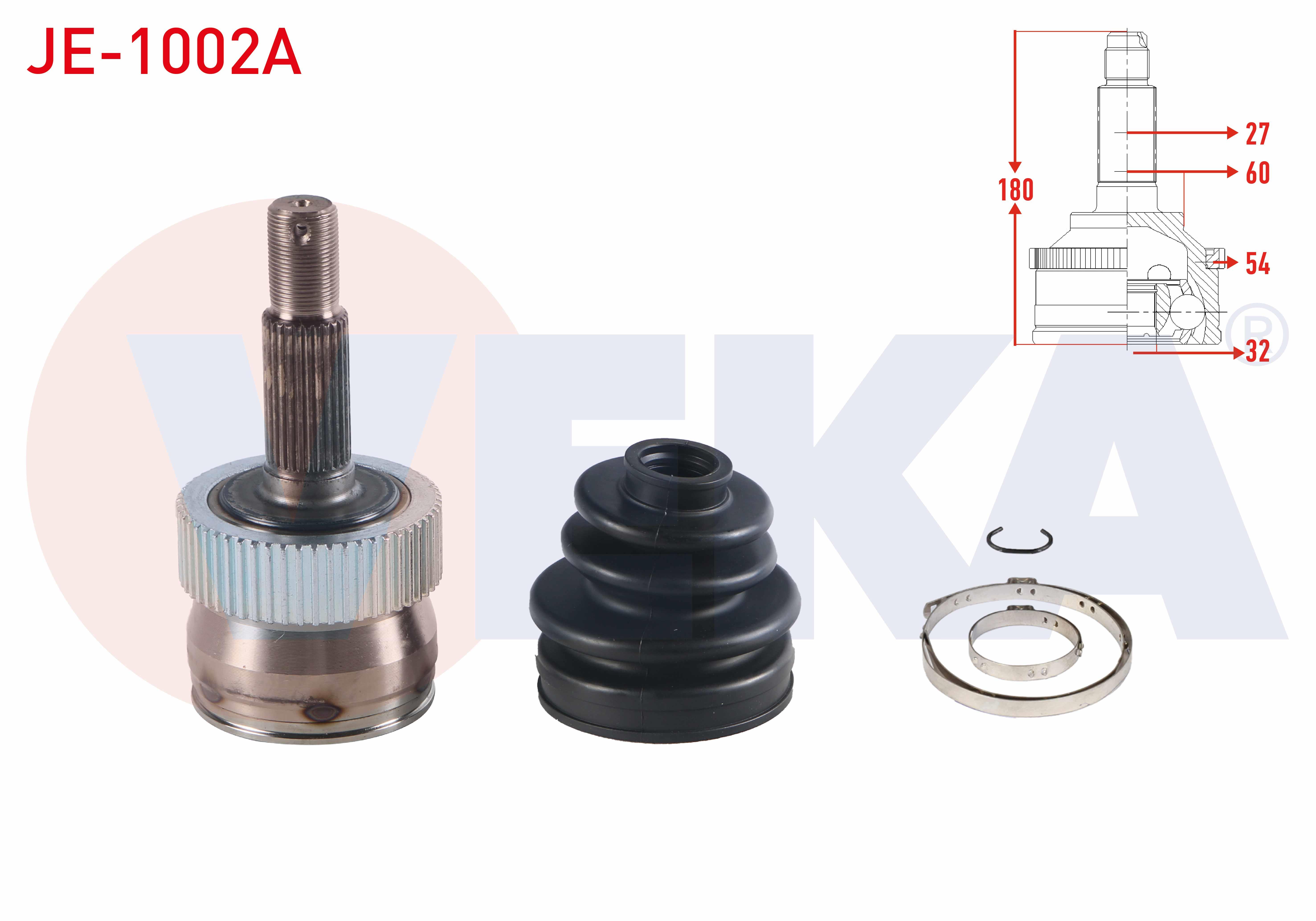 AKS KAFASI SOL-SAG ON DIS 27X32X60 ABS 54 DIS UZUNLUK 180mm JEEP CHEROKEE 2.5 TD - 4.0i 1984-2001/ G.CHEROKEE 2.5 TD - 4.0 - 5.2 1991-1999/ WRANGLER 2.5 1996-2008