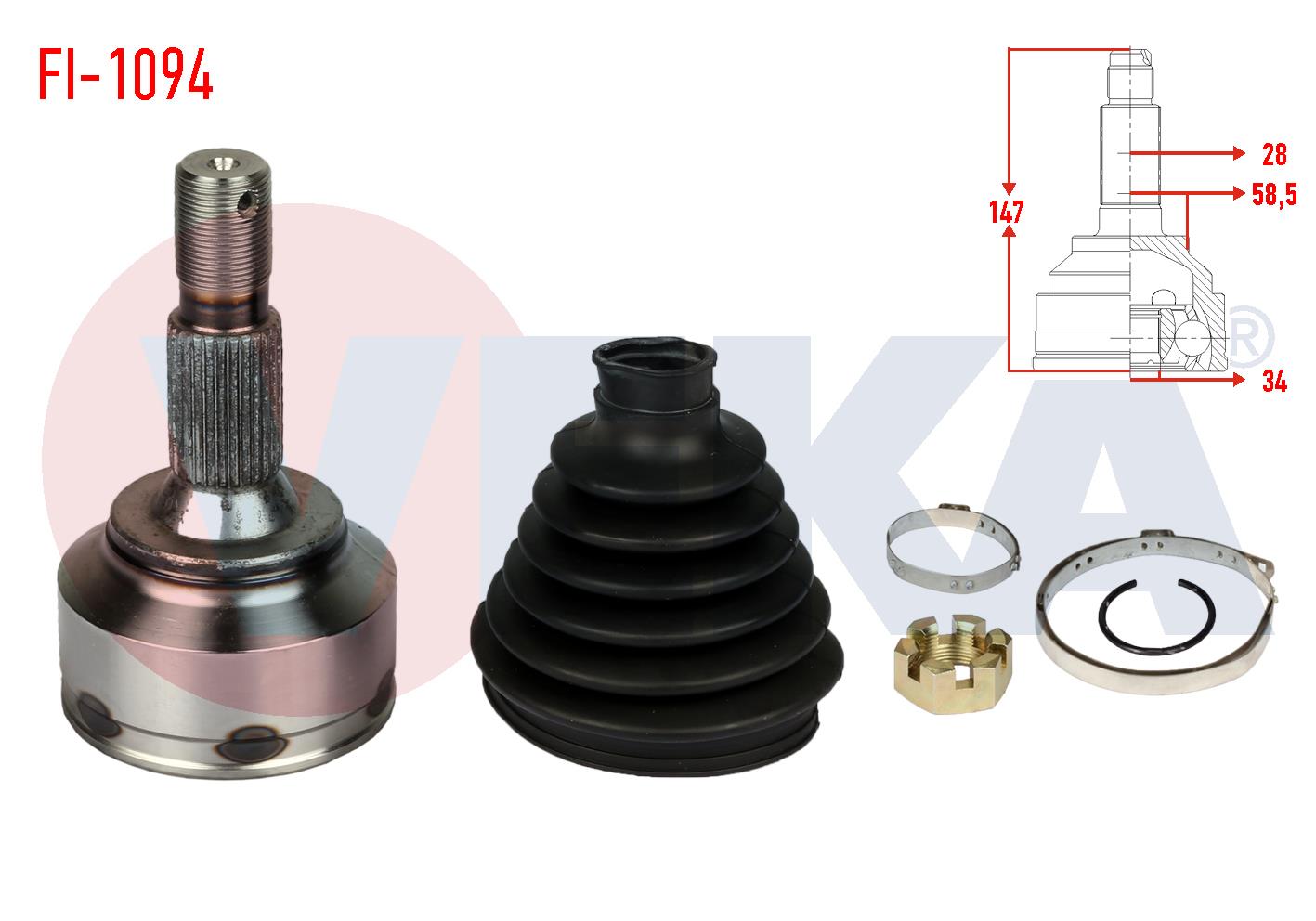 AKS KAFASI SOL-SAG ON DIS 28X34X58,5 UZUNLUK 147mm FIAT SCUDO (270) 1.6 MJT 2007- / CITROEN C5 III 1.6 HDI M-T 2008-2015/ JUMPY II 1.6 HDI 2006-/ PEUGEOT 407 1.6 HDI 2004-/ EXPERT TEPEE 1.6 HDI 2007-