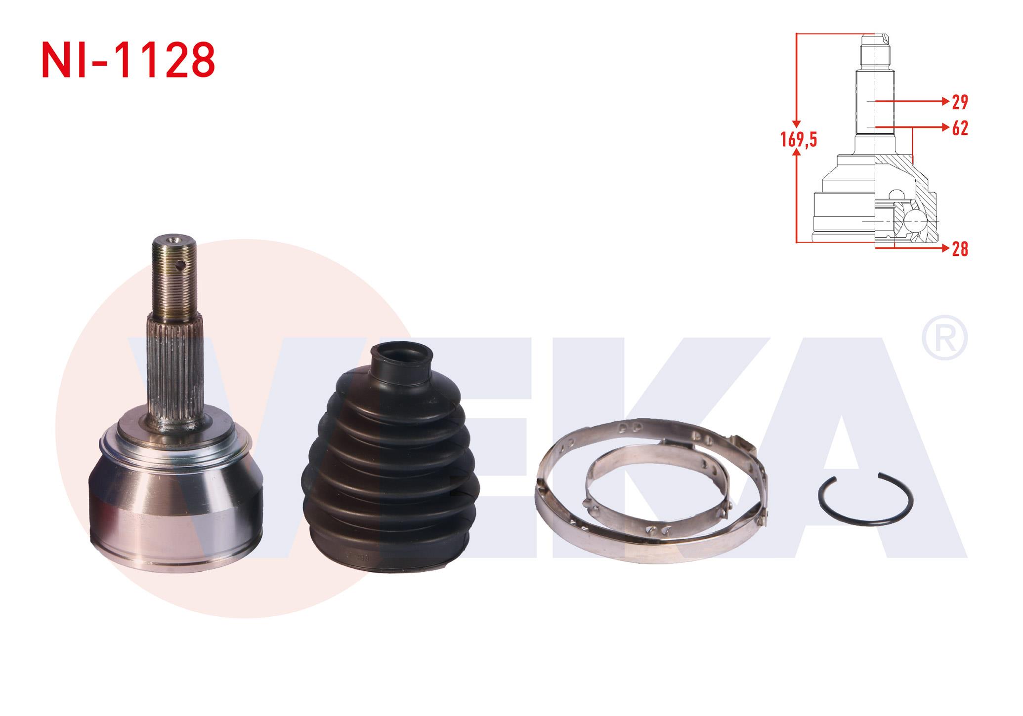AKS KAFASI SOL-SAG ON DIS 29X28X62 NISSAN QASHQAI (J11) 1.6 DCI M-T UZUNLUK 169,5 mm 2014- / X-TRAIL 1.6 DCI 2013-