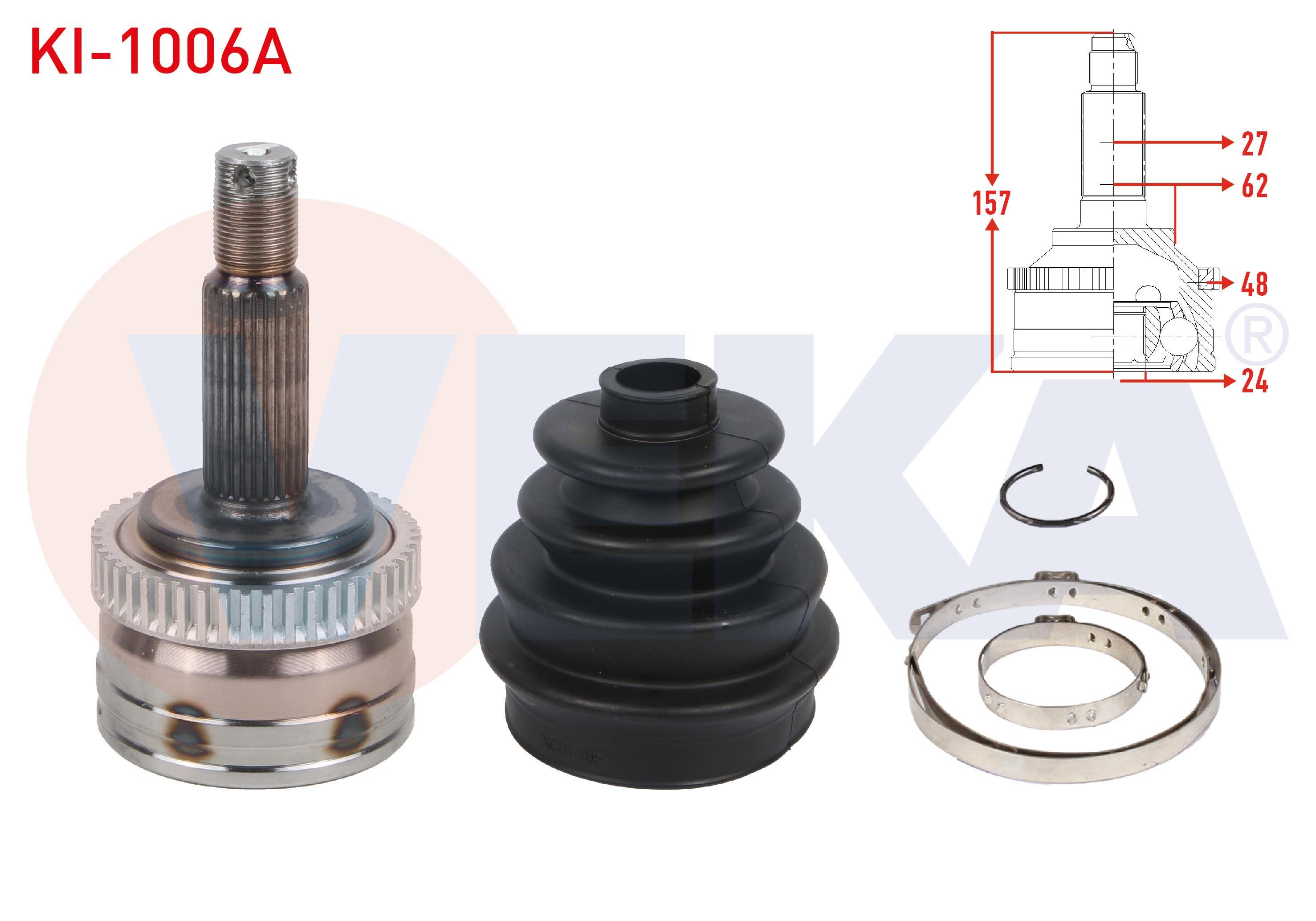 AKS KAFASI SOL-SAG ON DIS ABSLI 48 DIS 27X24X62 UZUNLUK 157mm KIA SPORTAGE (JE) 2.0 CRDI A-T/M-T 2004-2010 / HYUNDAI TUCSON 2.0 CRDI A-T/M-T 2004-2010