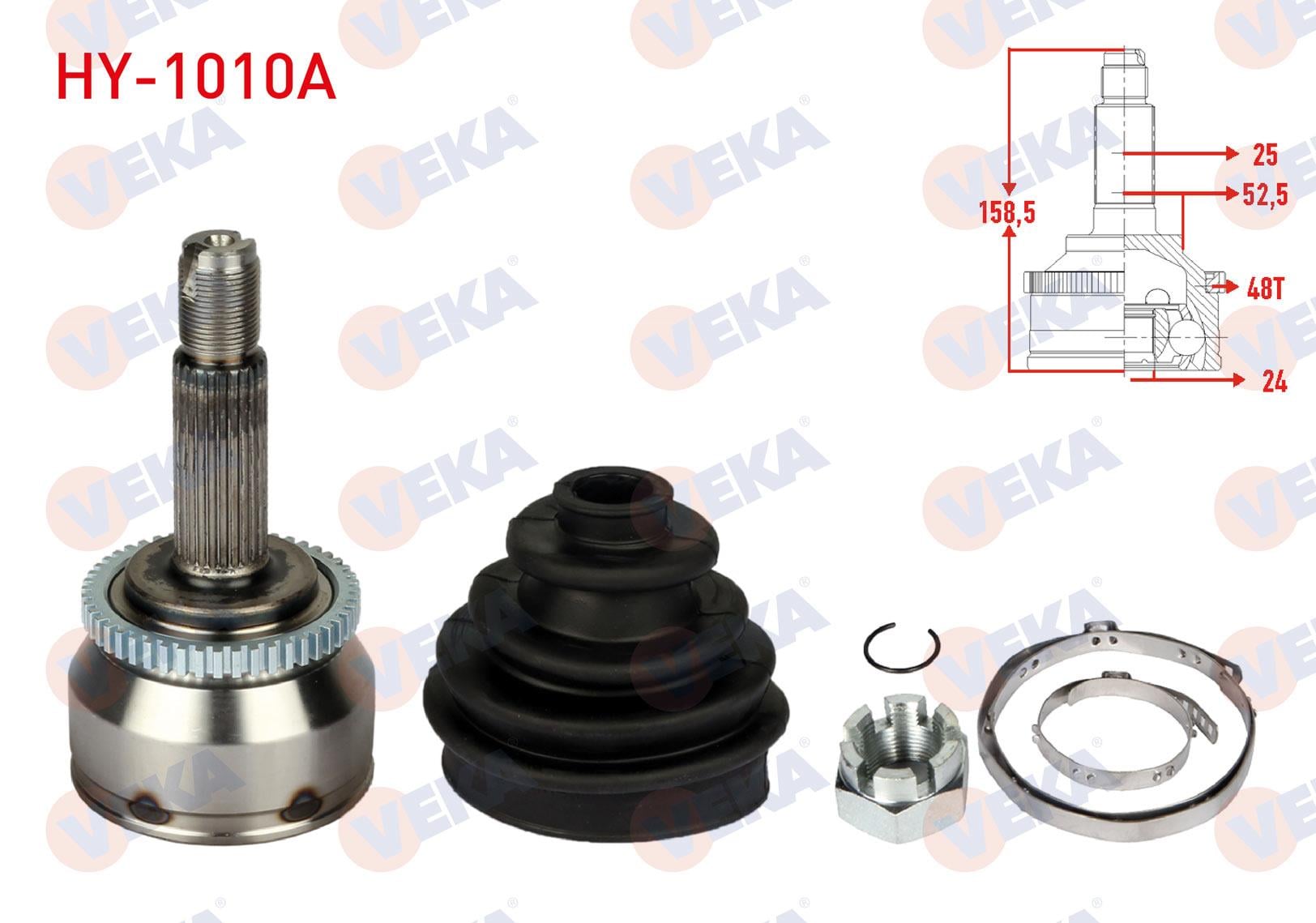 AKS KAFASI SOL-SAG ON DIS ABSLI 48 DIS 25X24X52,5 UZUNLUK 158,5mm HYUNDAI ACCENT BLUE 1.6 CRDI 2012-/ I20 1.4 CRDI - 1.6 CRDI 2008-2012