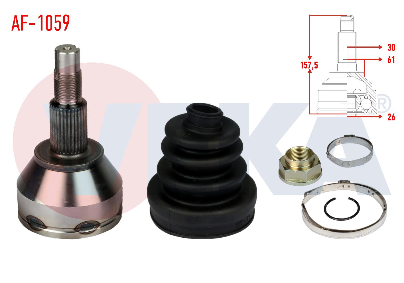 AKS KAFASI SOL-SAG ON DIS ALFA ROMEO 159 (939) 1.9 JTDM 30X26X61 UZUNLUK 157,5mm 2006-2011