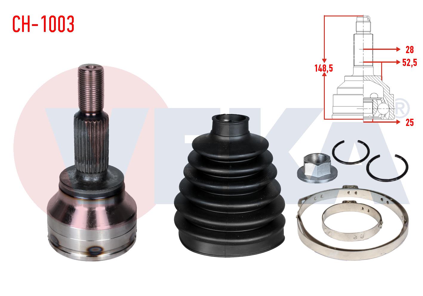 AKS KAFASI SOL-SAG ON DIS CHEVROLET AVEO (T300) 1.4 16v 25X28X52,50 UZUNLUK 148,50mm 2011-2014