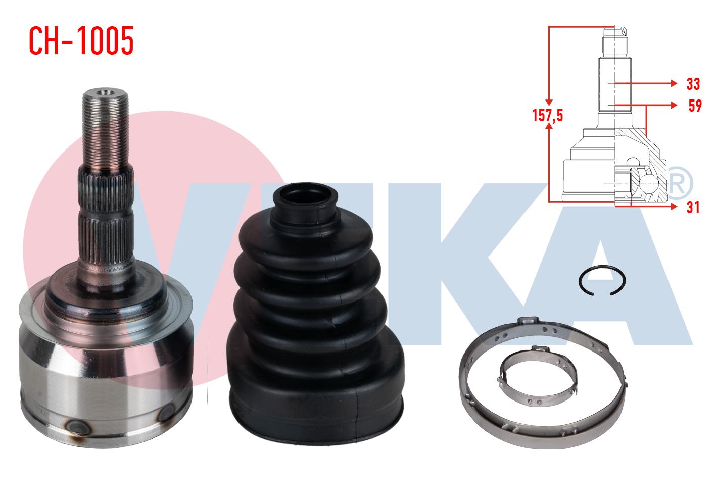 AKS KAFASI SOL-SAG ON DIS CHEVROLET CRUZE (J300) 1.6 M-T 33X31X59 UZUNLUK 157,5mm 2009-2014