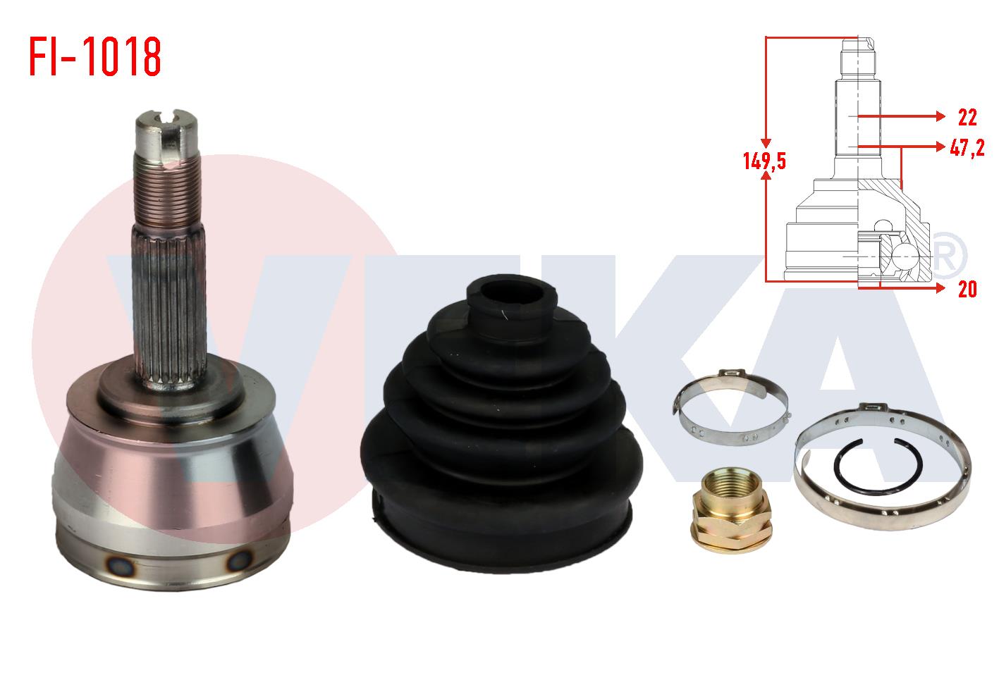 AKS KAFASI SOL-SAG ON DIS FIAT ALBEA 1.2i 22X20X46,9 UZUNLUK 149,3 mm 2003-2007