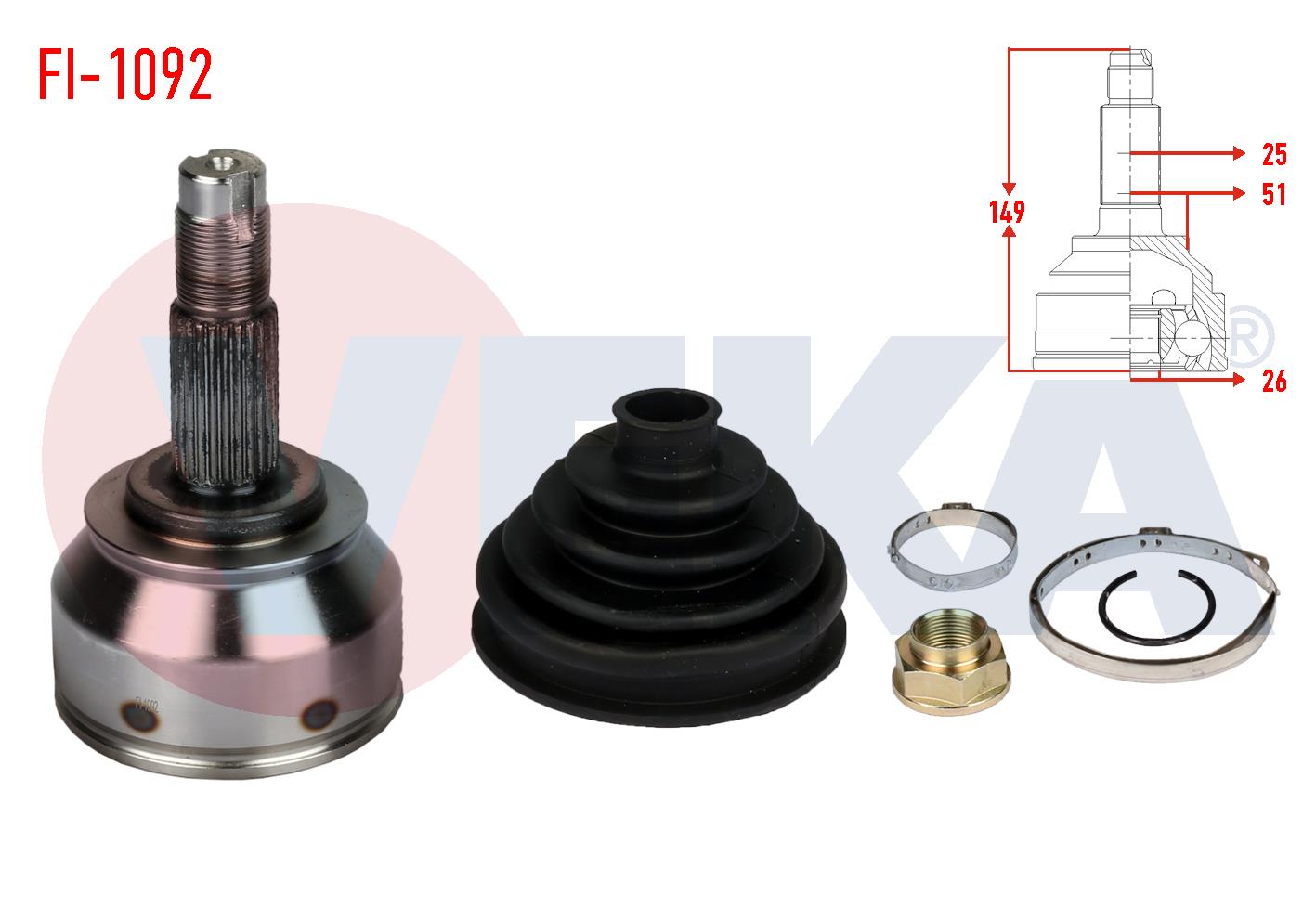 AKS KAFASI SOL-SAG ON DIS FIAT DOBLO (152,263) 1.6 MJT 25X26X51 UZUNLUK 149 mm 2010-