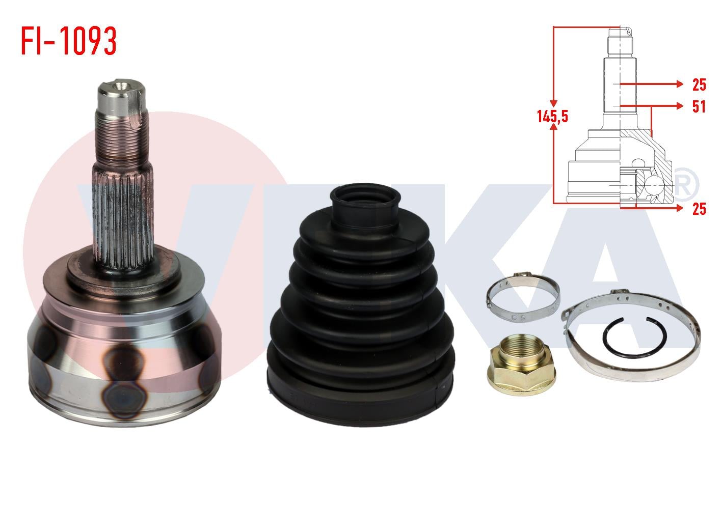 AKS KAFASI SOL-SAG ON DIS FIAT DOBLO (152,263) 1.3 MJT 25X25X51 UZUNLUK 145,5 mm 2010-