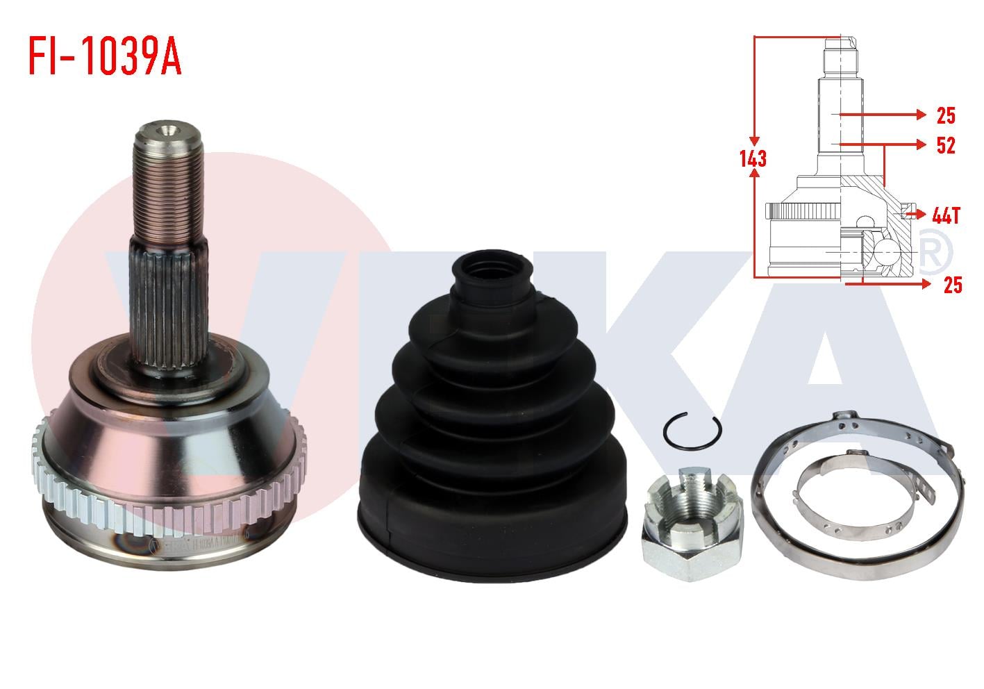 AKS KAFASI SOL-SAG ON DIS FIAT TEMPRA 2.0i ABSLI 44 DIS 25X25X52 UZUNLUK 143 mm 1992-1999