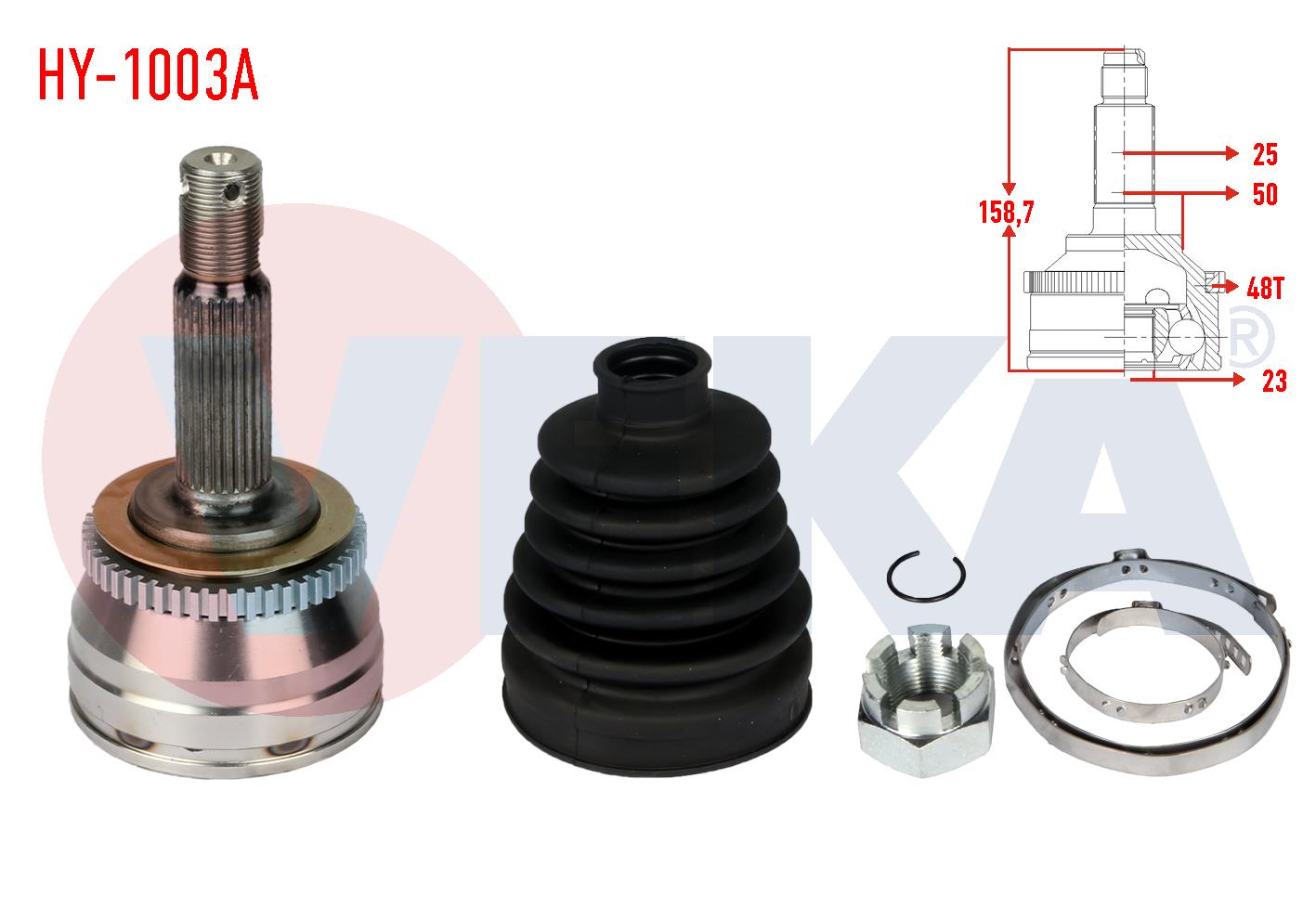 AKS KAFASI SOL-SAG ON DIS HYUNDAI ACCENT ERA 1.5 CRDI ABSLI 48 DIS 25X23X50 UZUNLUK 159 mm 2006-2012