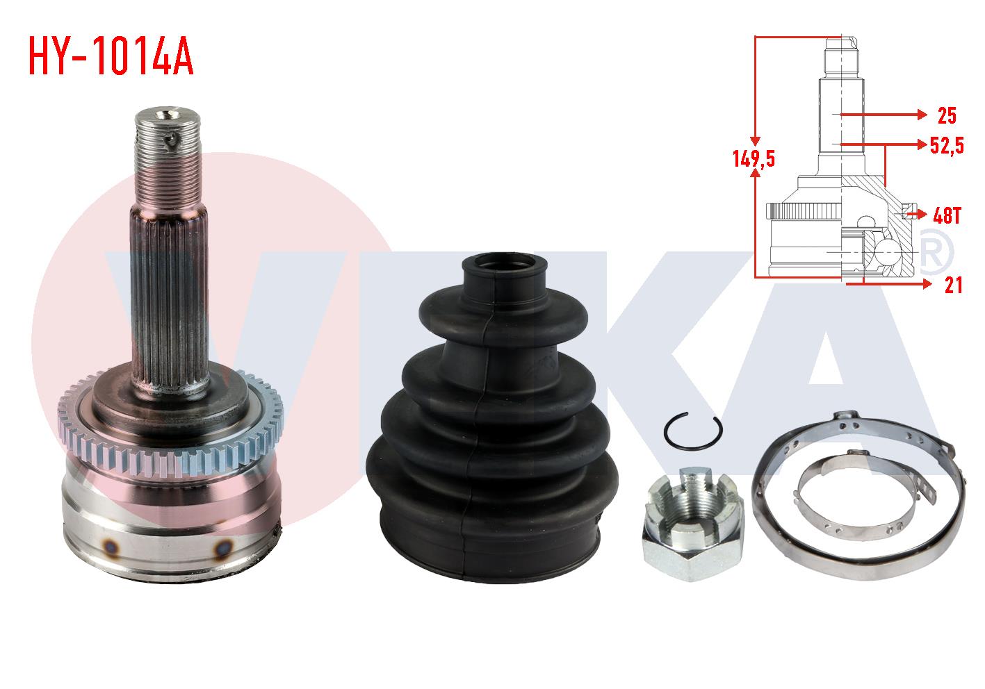 AKS KAFASI SOL-SAG ON DIS HYUNDAI I20 (PB,PBT) 1.4 M-T ABSLI 48 DIS 25X21X52,5 UZUNLUK 149,5mm 2008-2015