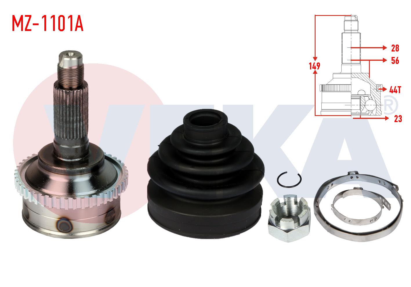 AKS KAFASI SOL-SAG ON DIS MAZDA 626 IV (GE) 2.0i ABSLI 44 DIS 28X23X56 UZUNLUK 149 mm 1992-1997