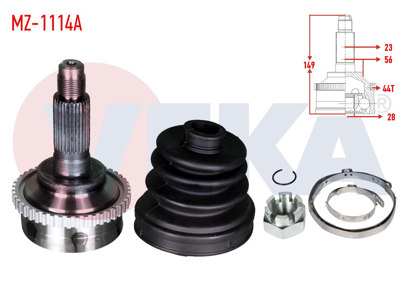 AKS KAFASI SOL-SAG ON DIS MAZDA 626 V (GF) 2.0i 16v ABSLI 44 DIS A-T/M-T 28X23X56 UZUNLUK 149 mm 1997-2002