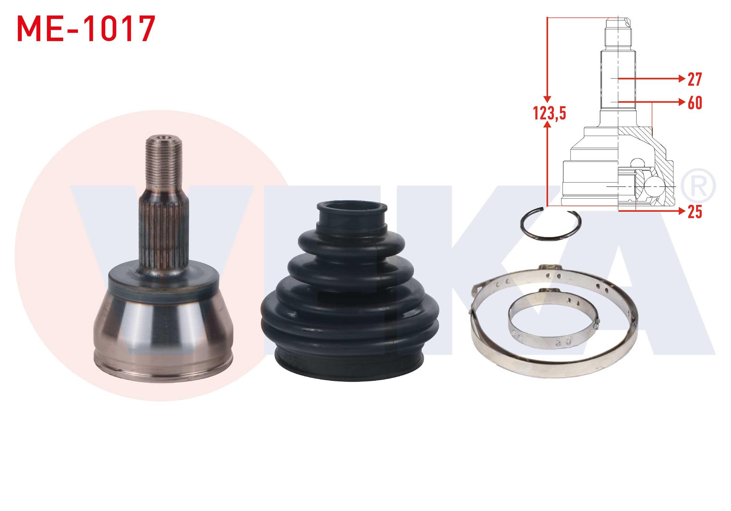 AKS KAFASI SOL-SAG ON DIS MERCEDES A SERISI (W169) A150 - A160 - A180 - A180 CDI 27X25X60 UZUNLUK 123,5mm 2004-2012