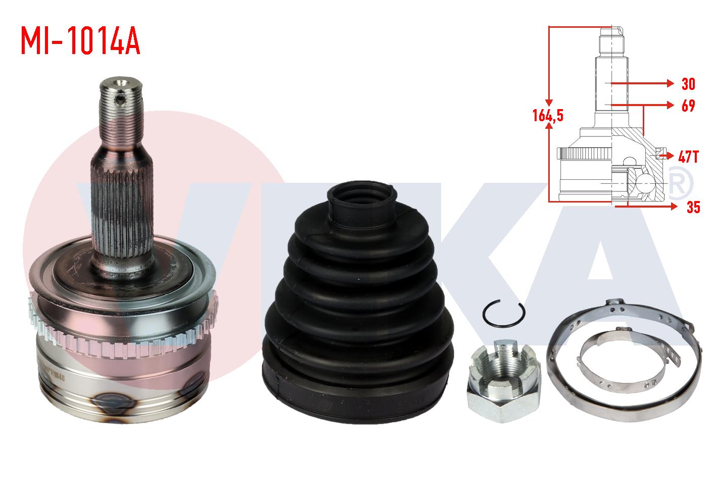 AKS KAFASI SOL-SAG ON DIS MITSUBISHI L 200 (KBT,KAT) 2.5 DID 4X4 A-T ABSLI 47 DIS 30X35X69 UZUNLUK 164,5mm 2007-