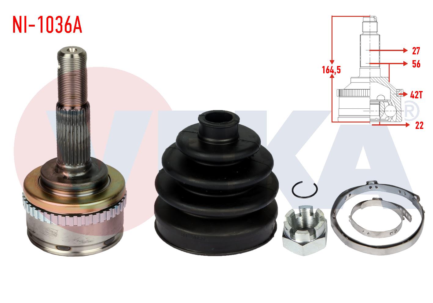 AKS KAFASI SOL-SAG ON DIS NISSAN PRIMERA (P10) 1.6i 16v ABSLI 42 DIS 27X22X56 UZUNLUK 165,4 mm 1990-1998