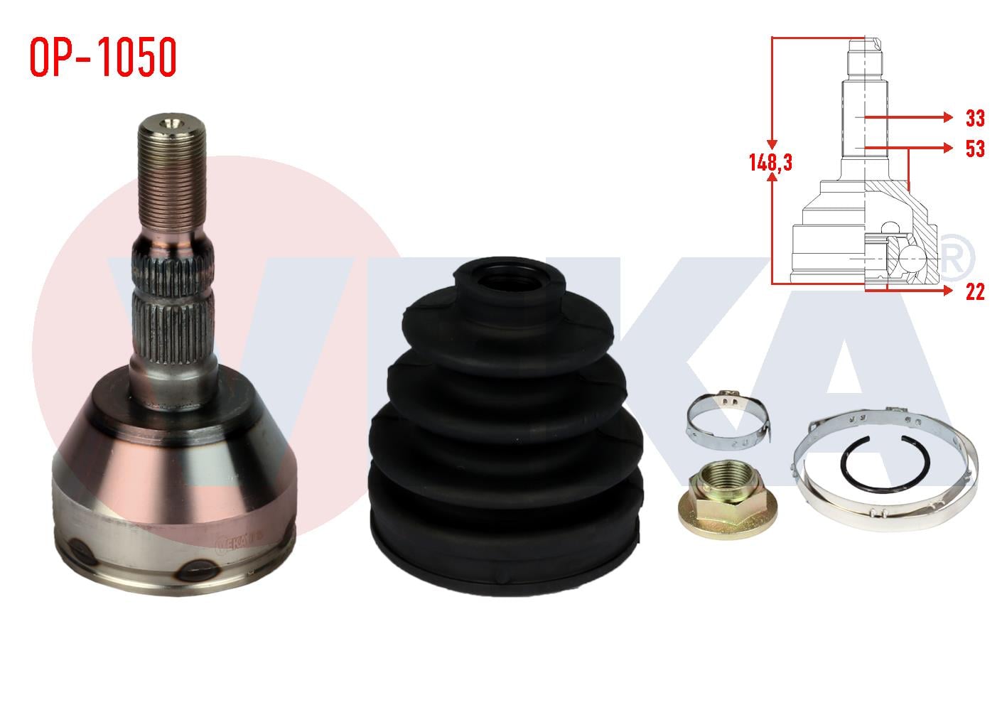 AKS KAFASI SOL-SAG ON DIS OPEL ASTRA H 1.4i 33X22X53 UZUNLUK 149,5 mm 2004-2010