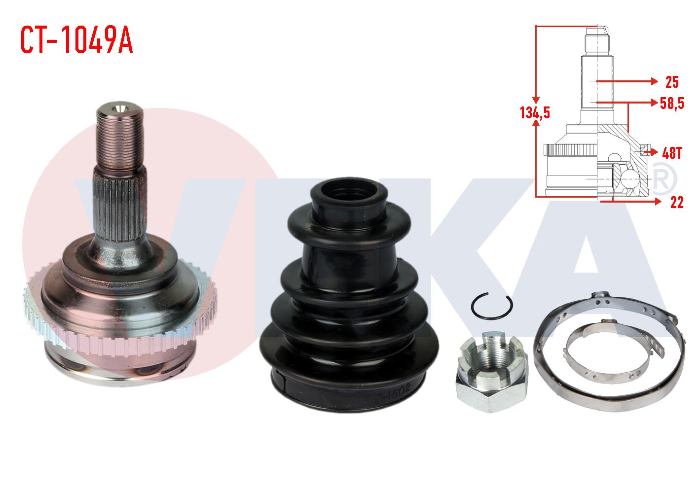 AKS KAFASI SOL-SAG ON DIS PEUGEOT 307 (3A/C) 1.4 ABSLI 48 DIS 25X22X58,5 UZUNLUK 134,5 mm 2000-2007