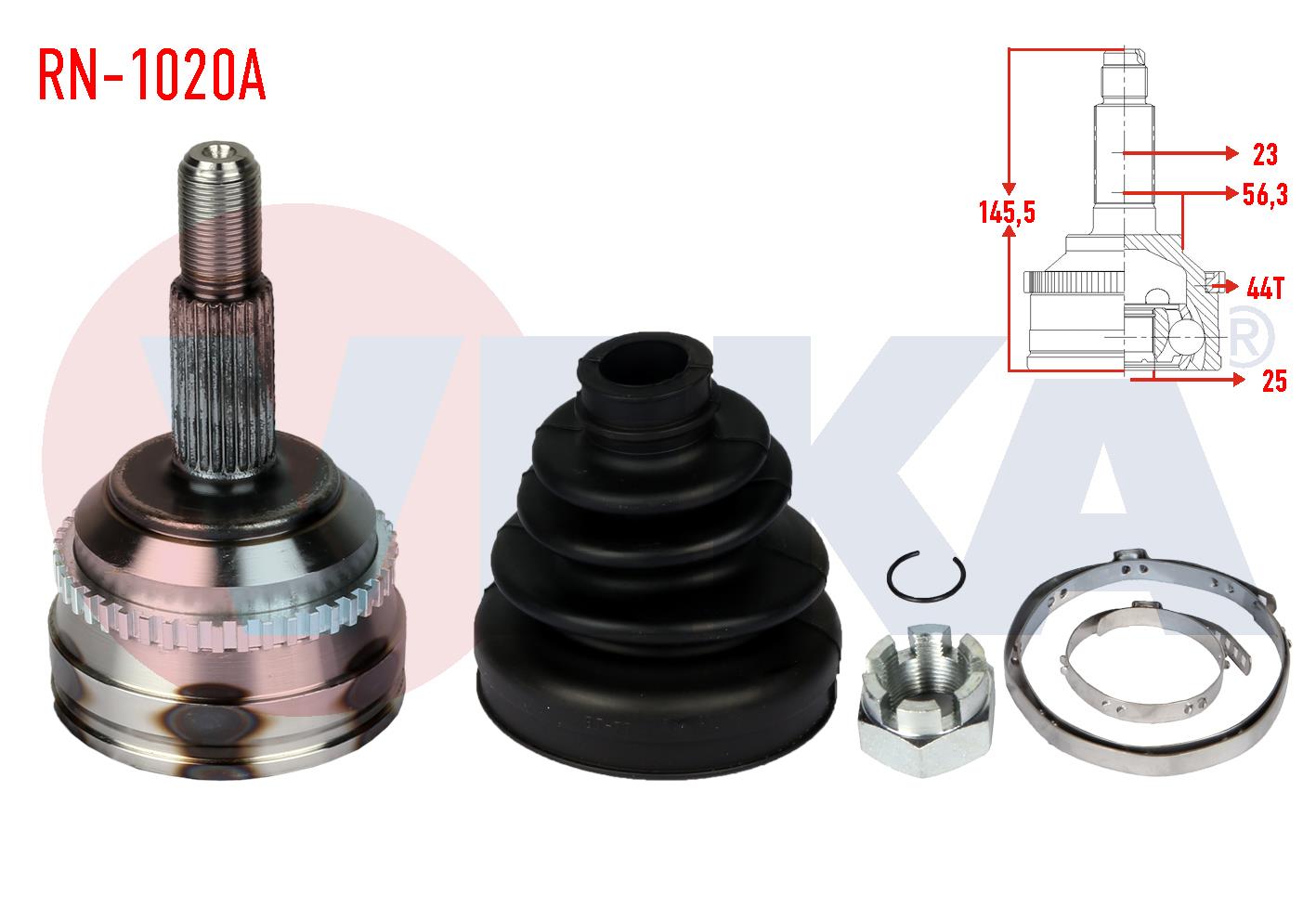 AKS KAFASI SOL-SAG ON DIS RENAULT LAGUNA I (B56,556) 1.8i ABSLI 44 DIS 23X25X56.3 UZUNLUK 145,5 mm 1993-2001