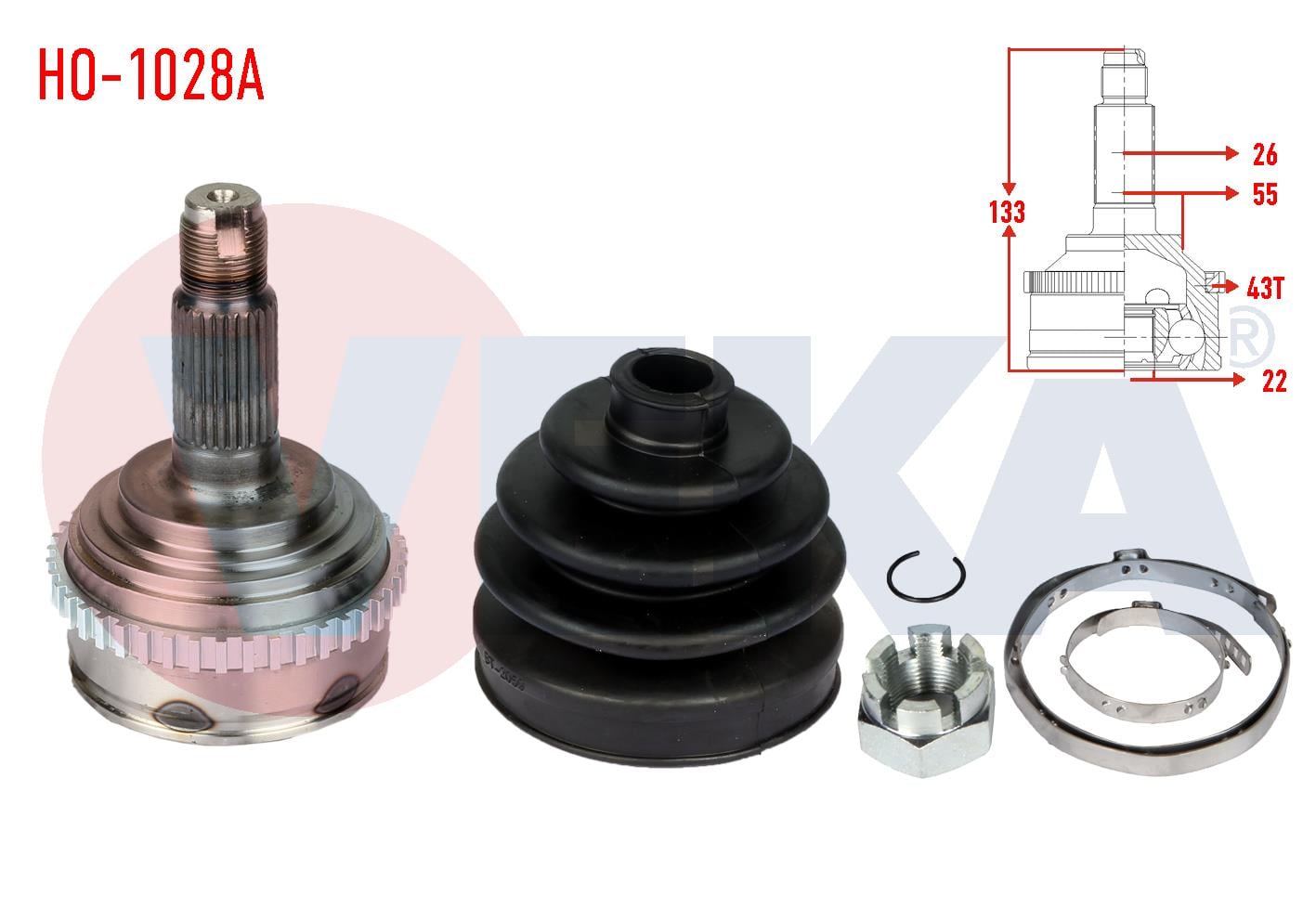 AKS KAFASI SOL-SAG ON DIS ROVER 400 (RT) 414 Si ABSLI 43 DIS 26X22X55 UZUNLUK 133,5 mm 1995-2000