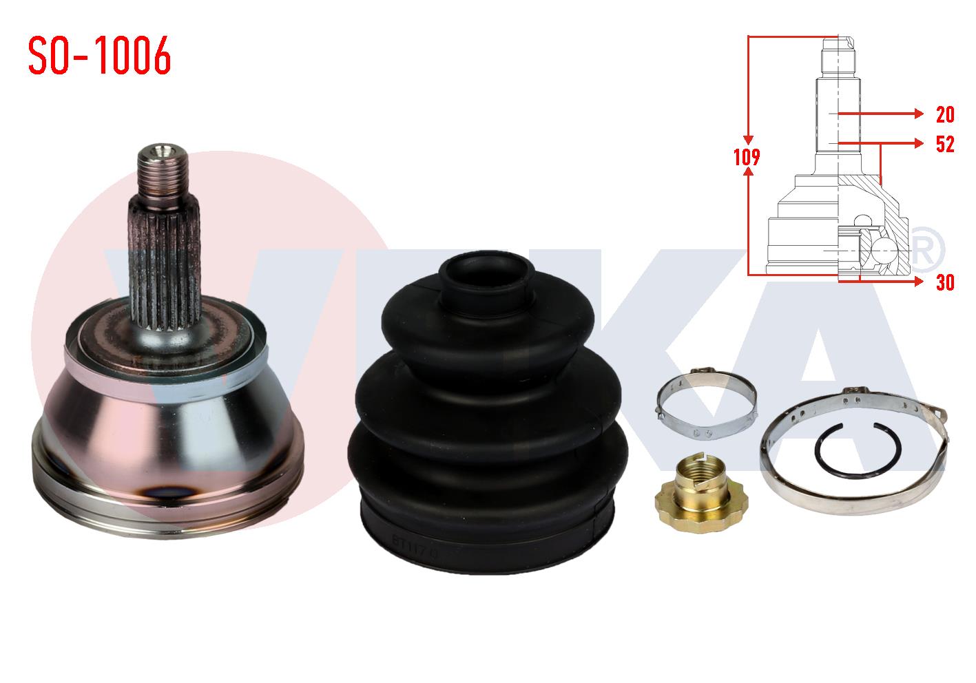 AKS KAFASI SOL-SAG ON DIS SKODA FABIA (6Y2) 1.2i 20X30X52 UZUNLUK 107.5mm 1999-2007