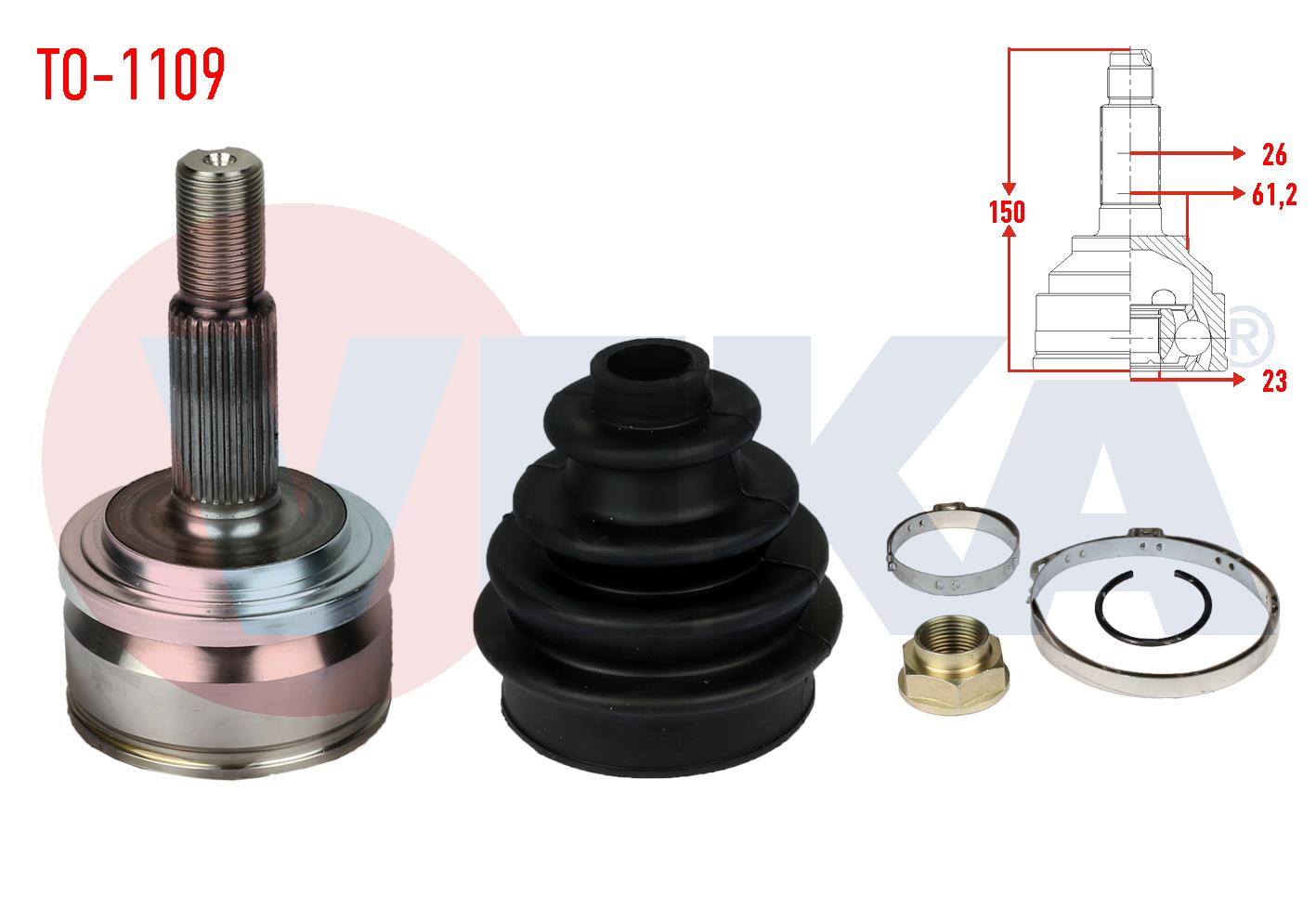 AKS KAFASI SOL-SAG ON DIS TOYOTA COROLLA (E15_) 1.4 D-4D 26X23X61,2 UZUNLUK 147.65mm 2007-2012