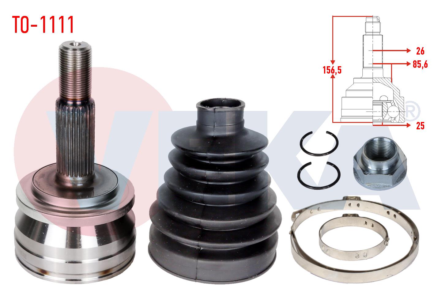 AKS KAFASI SOL-SAG ON DIS TOYOTA COROLLA 1.4 D-4D 26X25X85,60 UZUNLUK 156,50mm 2012-