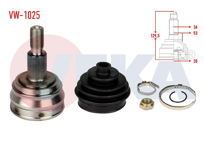 AKS KAFASI SOL-SAG ON DIS VOLKSWAGEN GOLF IV (1J1) 1.6i 36X30X53 UZUNLUK 129 mm 1997-2005 1J0498099B