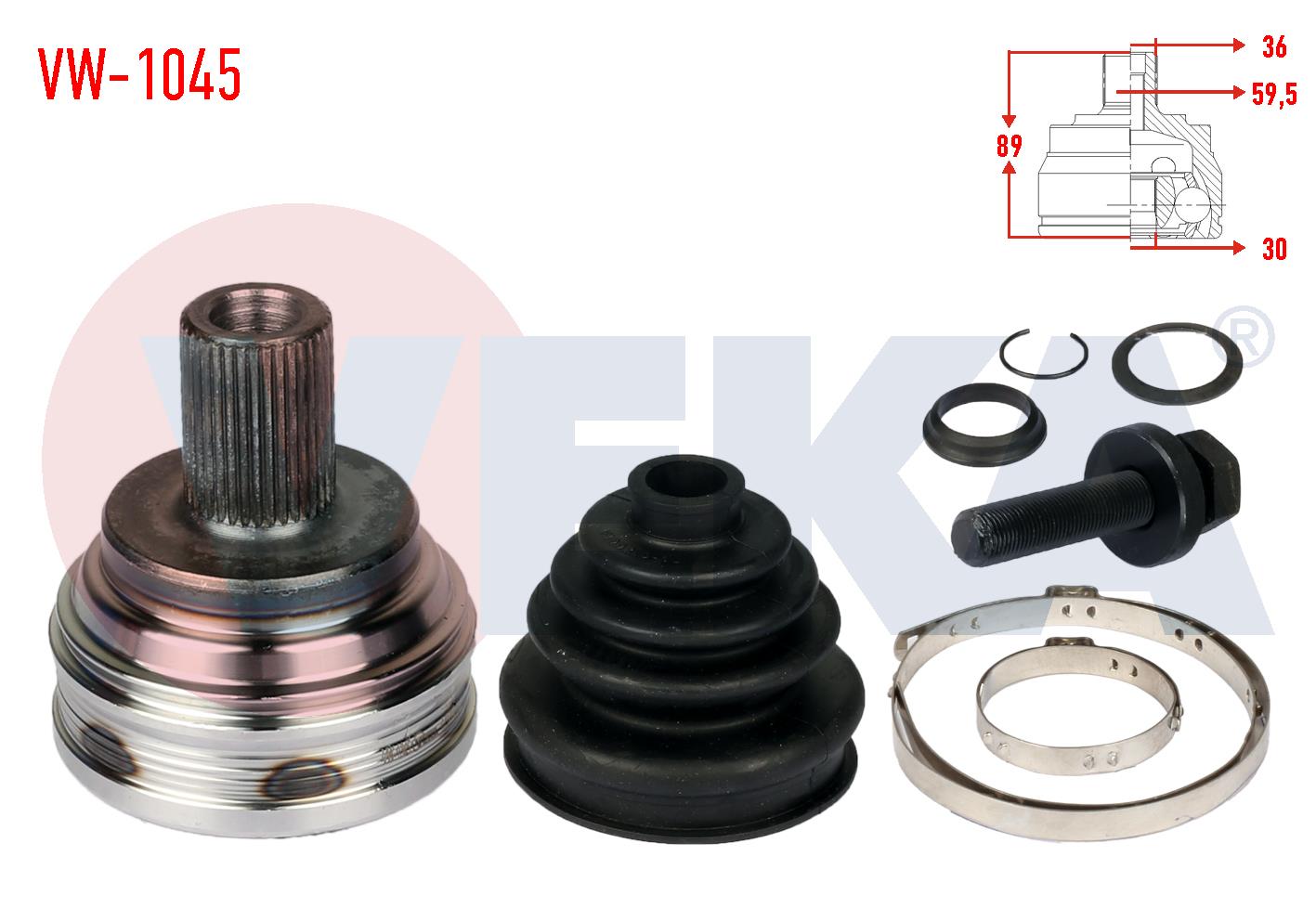 AKS KAFASI SOL-SAG ON DIS VOLKSWAGEN GOLF V (1K1) 1.4i  36X30X59.5 UZUNLUK 89 mm 2003-2009