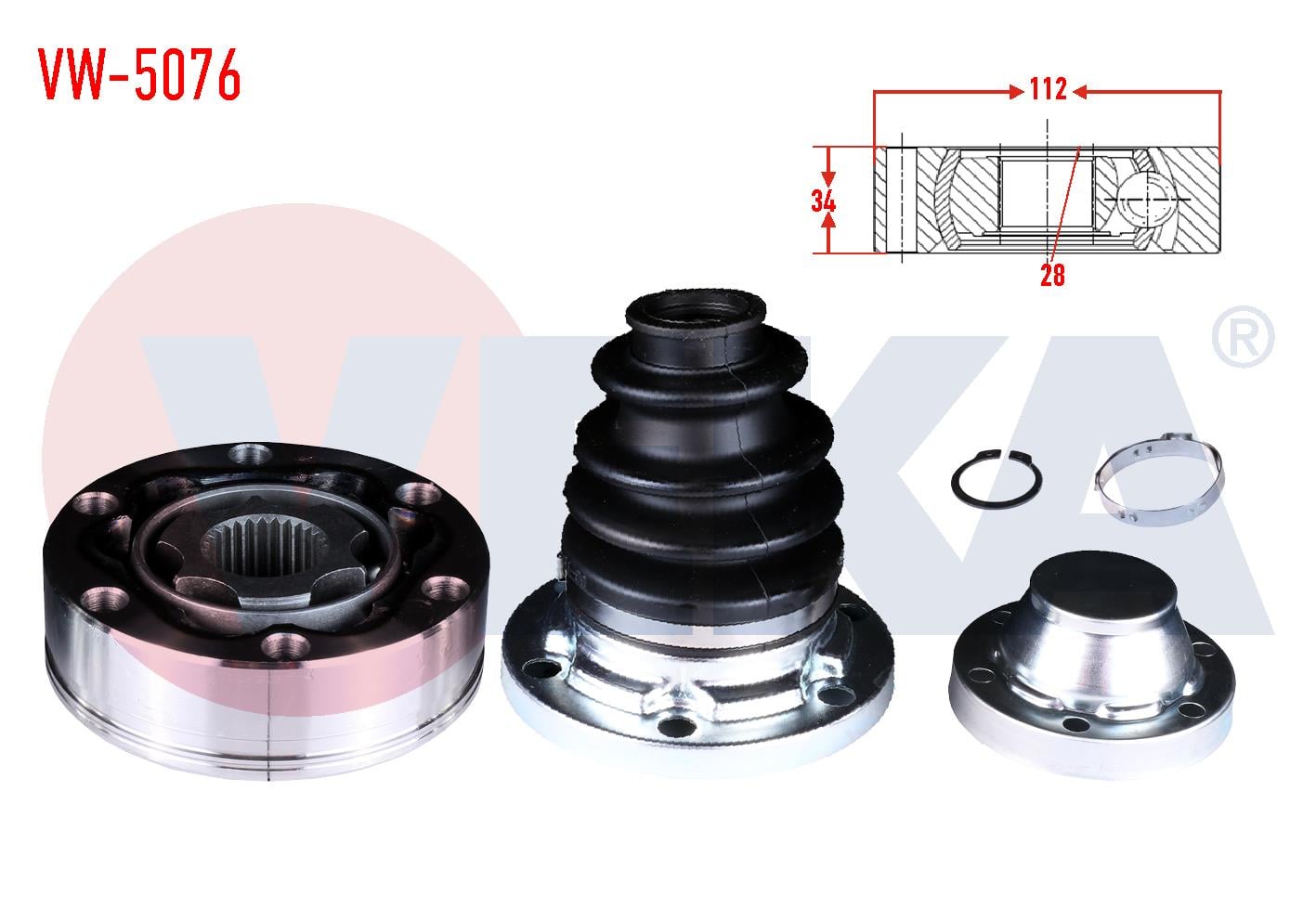 AKS KAFASI SOL-SAG ON IC 28X34X112 VW TOUAREG (7LA) 2.5 R5 TDI - 3.0 V6 TDI - 3.2i V6 02-10/AMAROK 2.0 BITDI - 3.0 TDI V6 10- /AUDI Q7 (4L) 3.0 TDI- 3.0 TFSI 06-15/ PORSCHE CAYENNE (9PA) 3.0 TDI 02-10