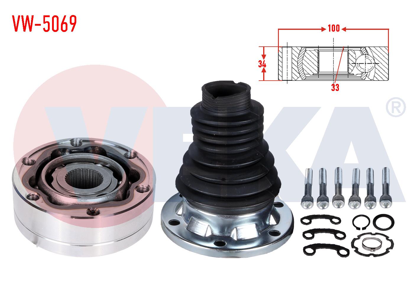 AKS KAFASI SOL-SAG ON IC 33X34X100 VOLKSWAGEN GOLF III (1H1) 1.9 D 1991-1999