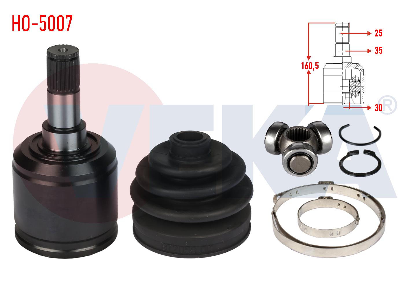 AKS KAFASI SOL-SAG ON IC HONDA CIVIC IV 1.4i  25X30X35 UZUNLUK 160.5 mm 1987-1993