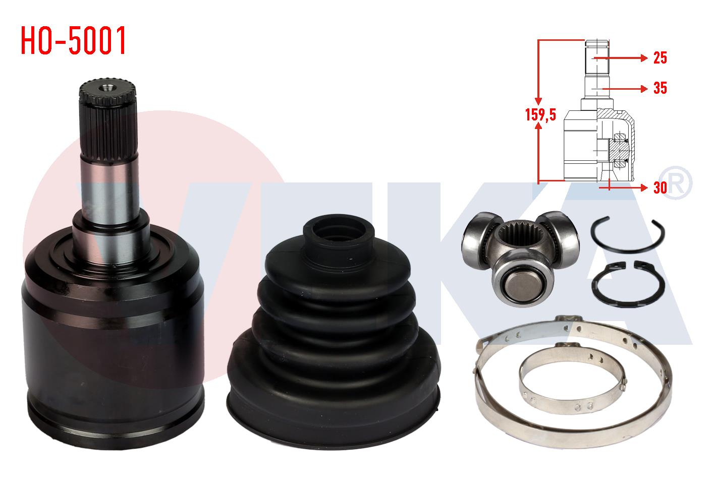 AKS KAFASI SOL-SAG ON IC HONDA CIVIC IV 1.4i  25X30X35 UZUNLUK 159,8 mm 1987-1993