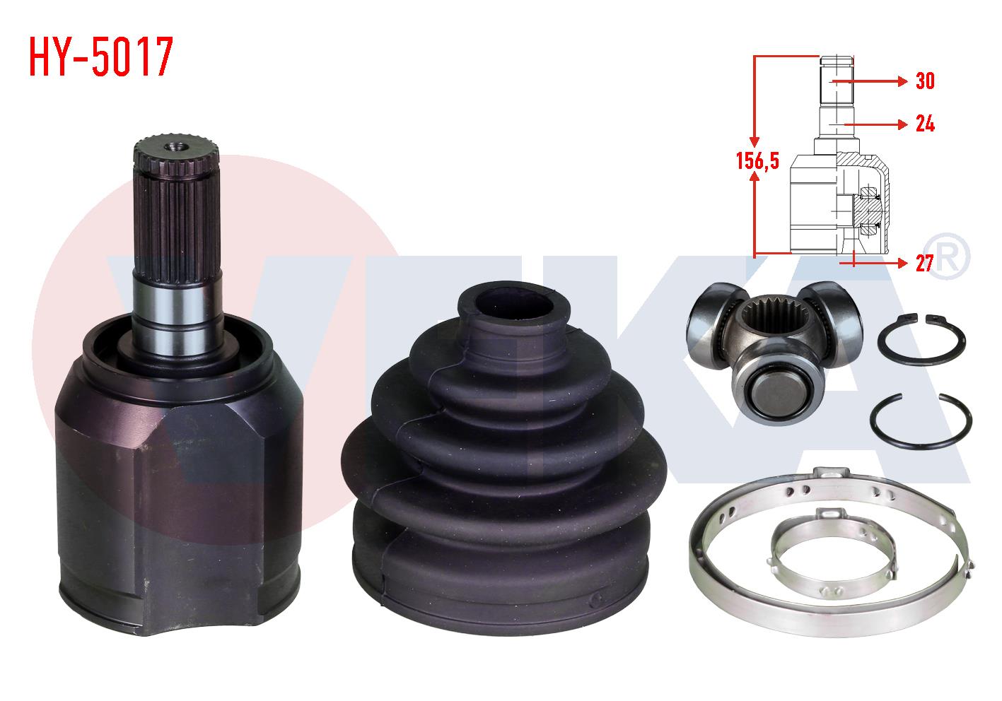 AKS KAFASI SOL-SAG ON IC HYUNDAI I30 (GD) 1.6 CRDI A-T 27X24X30 UZUNLUK 156,50mm 2011-2017