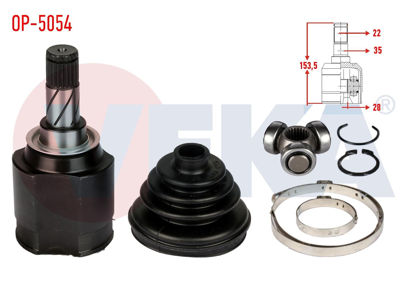 AKS KAFASI SOL-SAG ON IC OPEL VECTRA C 2.0 DTI M-T 22X28X35 UZUNLUK 153,5 mm 2002-2008