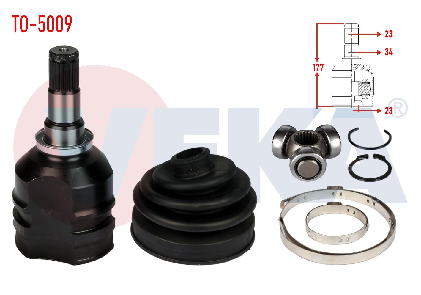 AKS KAFASI SOL-SAG ON IC TOYOTA COROLLA (_E10_) 1.6i AE101 23X23X34 UZUNLUK 177mm 1992-1997