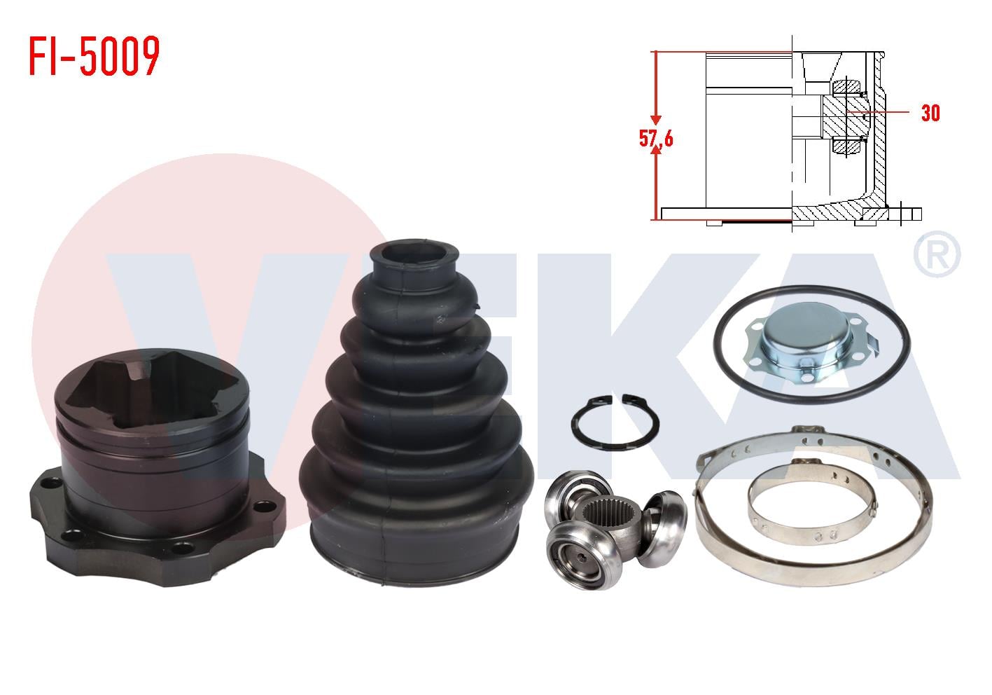 AKS KAFASI SOL-SAG ON IC VOLKSWAGEN GOLF IV (1J1) 1.6i 30 UZUNLUK 57,6mm 1997-2005
