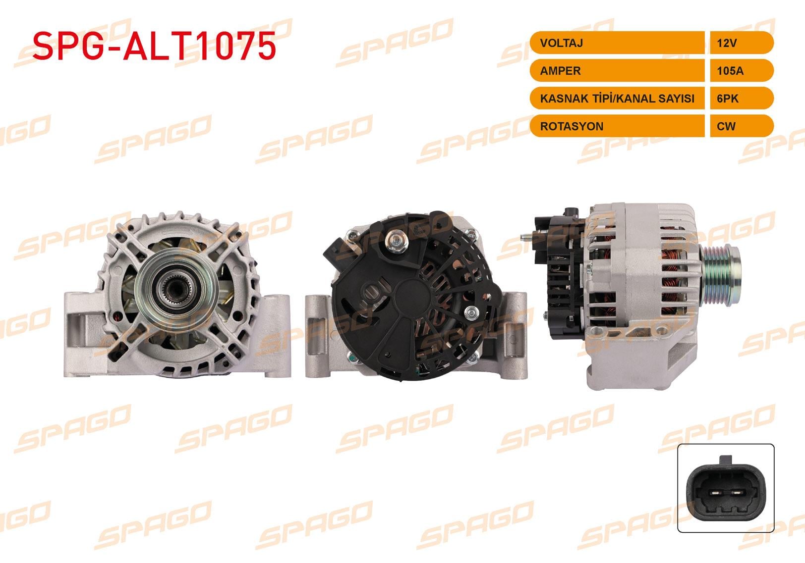 ALTERNATOR 12V/105A 6PK (ALT4428) CORSA D 1.3 CDTI 06-14 / MERIVA 1.3 CDTI 10-14
