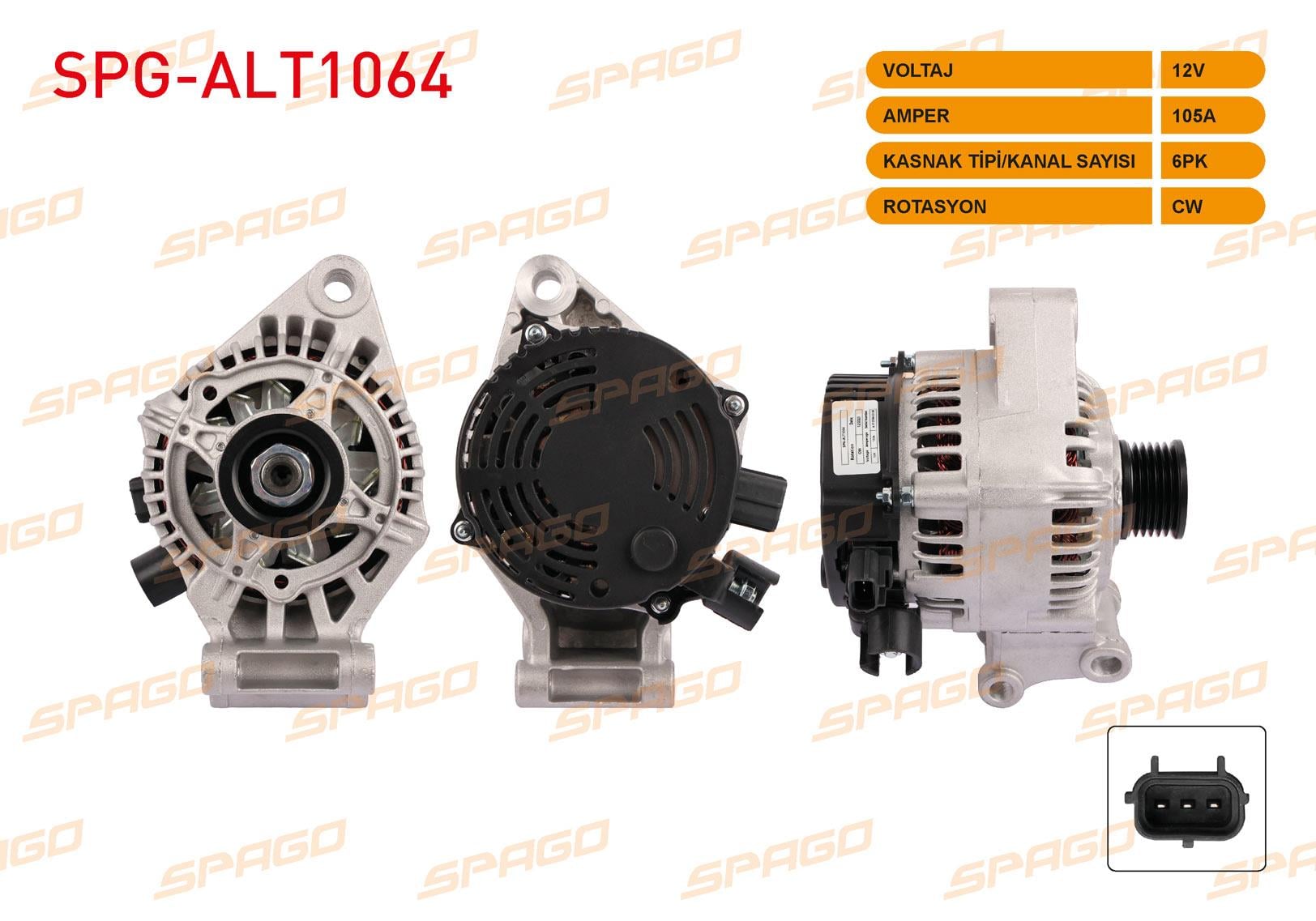 ALTERNATOR 12V/105A 6PK (ALT478) FOCUS I 1.4 - 1.6 98-04 / FOCUS II 1.4 - 1.6 04-12 / FOCUS C-MAX 1.6 03-07