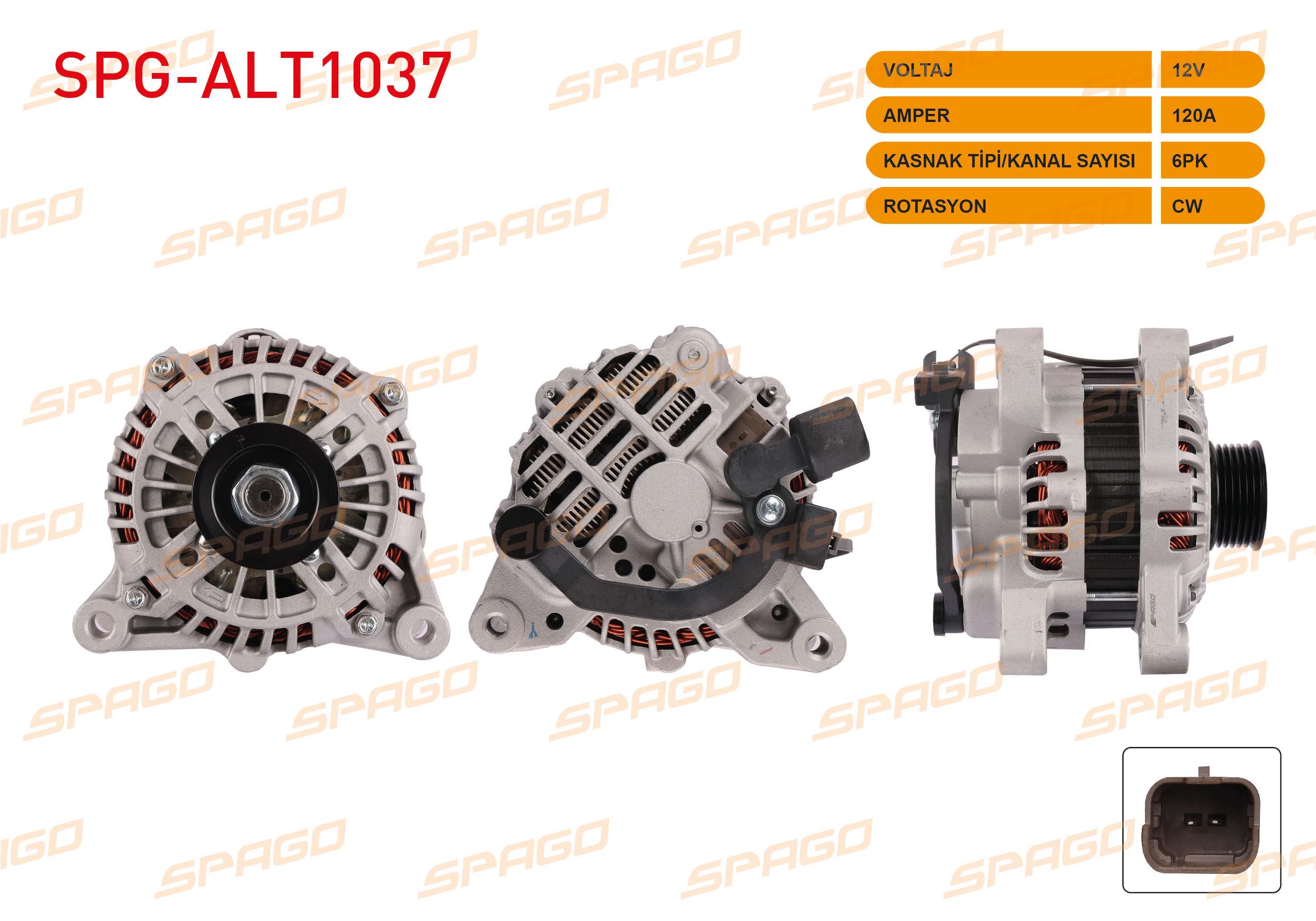 ALTERNATOR 12V/120A 6PK (ALT537) 307 1.6i 2007-2007/ C3 1.4i-1.6i 2002-2010/ C4 1.4-1.6 2004-2011