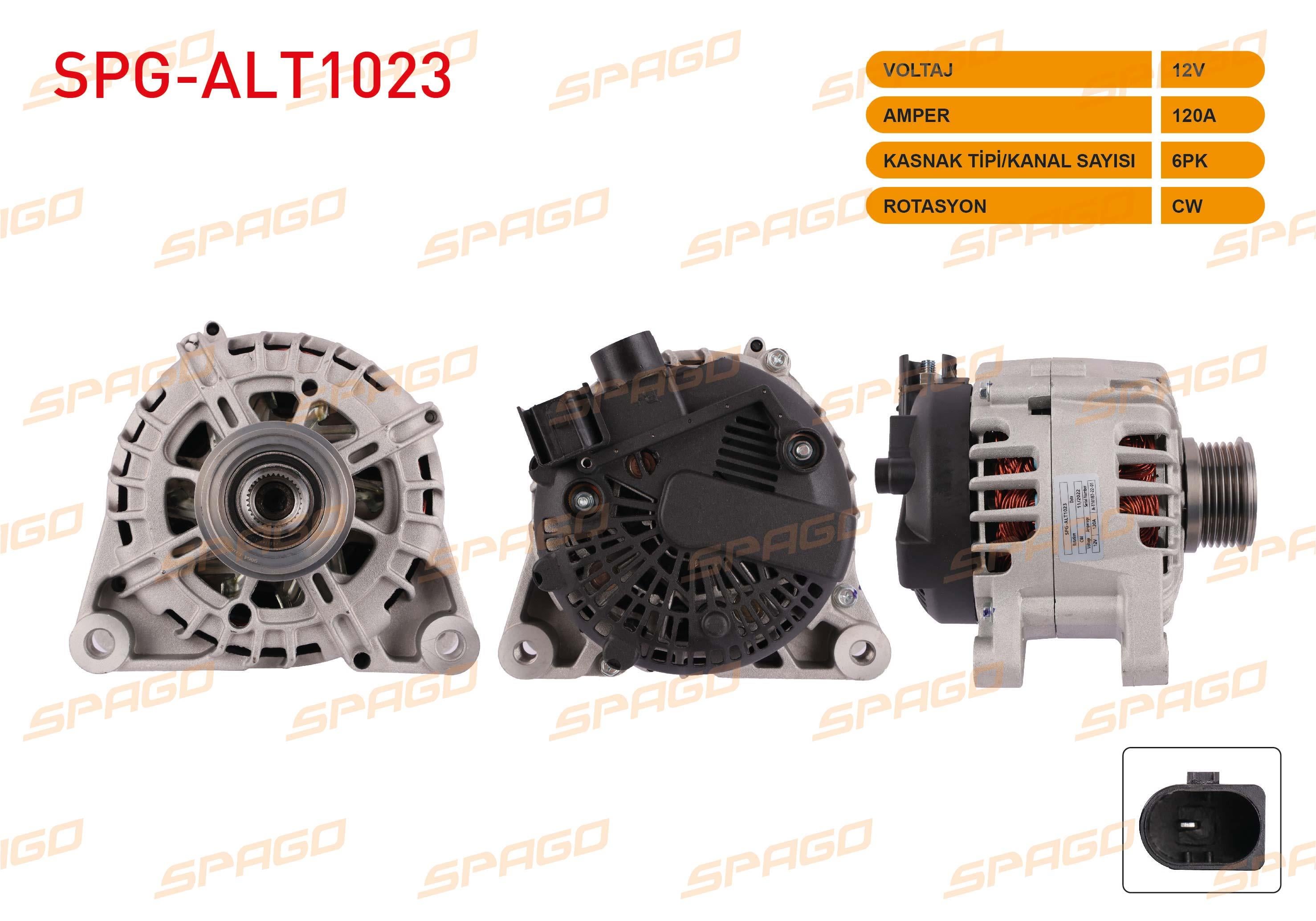 ALTERNATOR 12V/120A 6PK (ALT8124) FOCUS III 1.5 TDCI - 1.6 TDCI 2010-2015/ FIESTA VI 1.4- 1.5 - 1.6 TDCI 2008-2012/ TRANSIT COURIER 1.6 TDCI 2014-/ VOLVO S40 D2 2010-2012