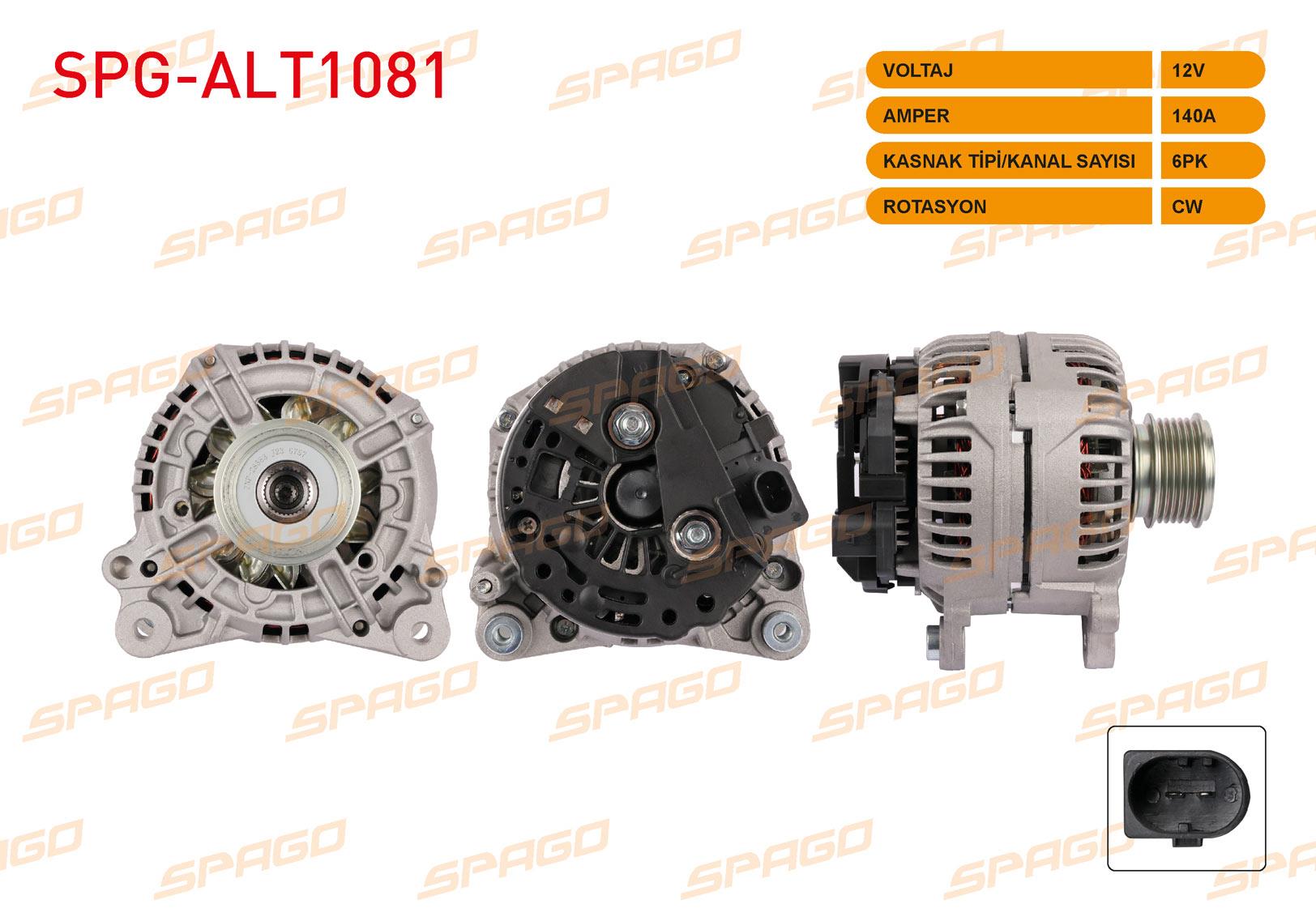 ALTERNATOR 12V/140A 6PK BEETLE 1.6 TDI - 2.0 TDI 11-16 / CADDY 1.6 TDI - 2.0 TDI 07-15 / GOLF 1.6 TDI 11-16 / JETTA 1.6 TDI 09-15 / TRANSPORTER 1.9 TDI 03-09