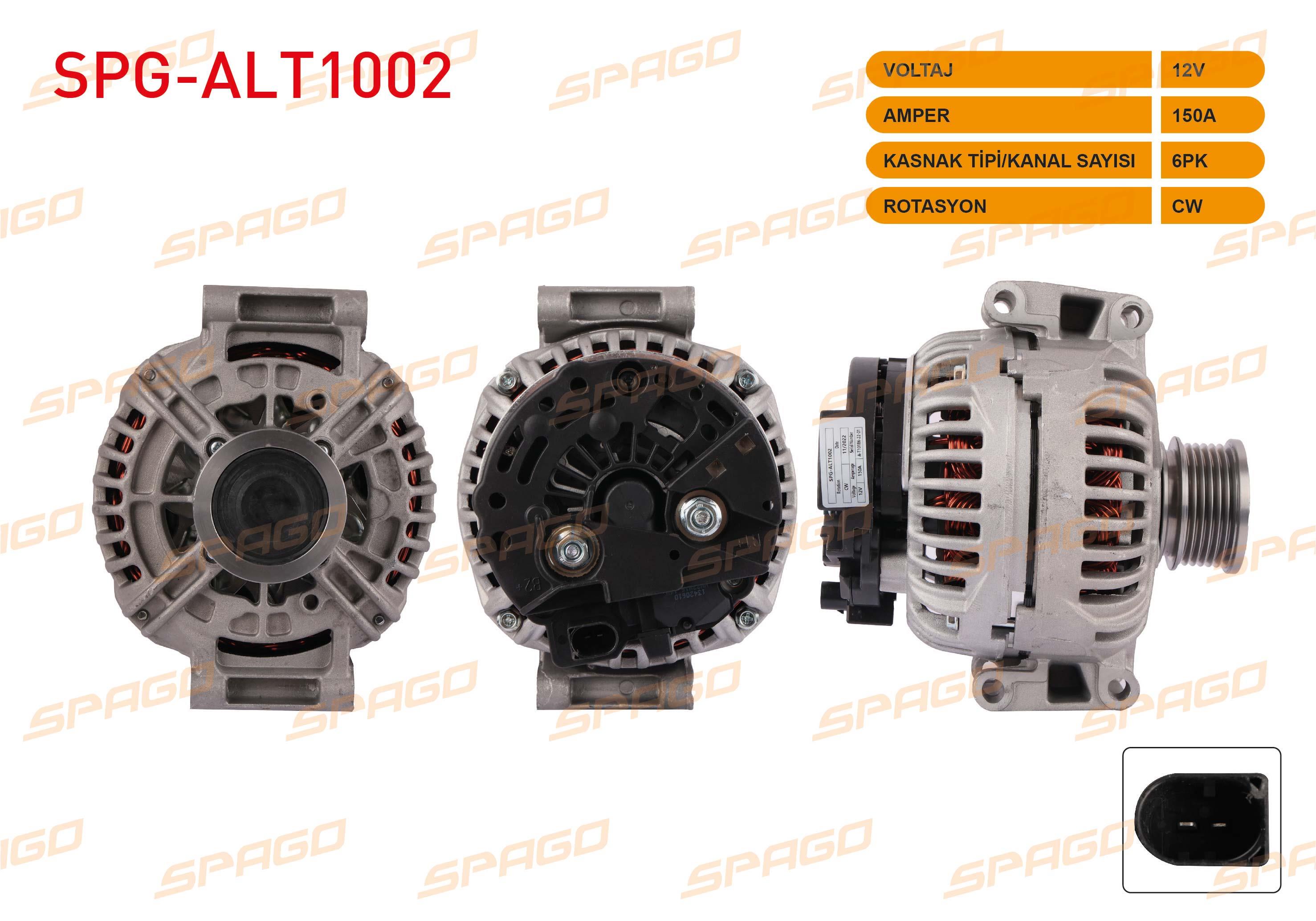 ALTERNATOR 12V/150A 6PK (ALT286) PASSAT (3C2) 2.0 TFSI 05-10/ TIGUAN (5N_) 2.0 TFSI 07-16/ A4 (8E2) 1.6i-18i-2.0 TFSI 00-04/ A4 (8EC) 1.6i-2.0 TFSI/ SUPERB II (3T4) 2.0 TFSI 10-15