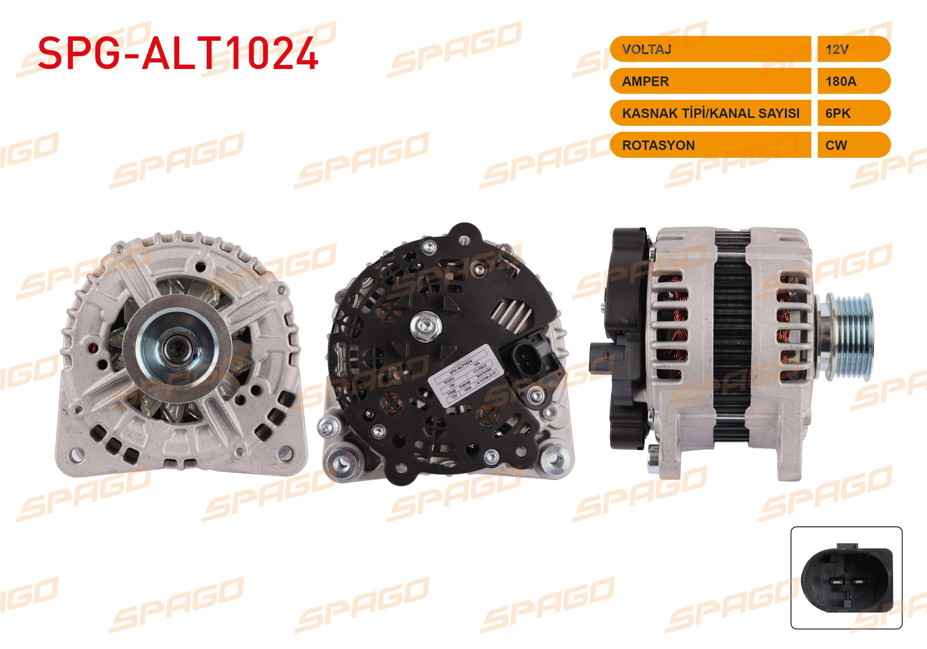 ALTERNATOR 12V/180A 6PK (ALT2608) PASSAT (3C2) 2.0 TDI 2005-2010/ CC (358) 2.0 TDI 2011-2016/ SUPERB (3T4) 2.0 TDI 2010-2015