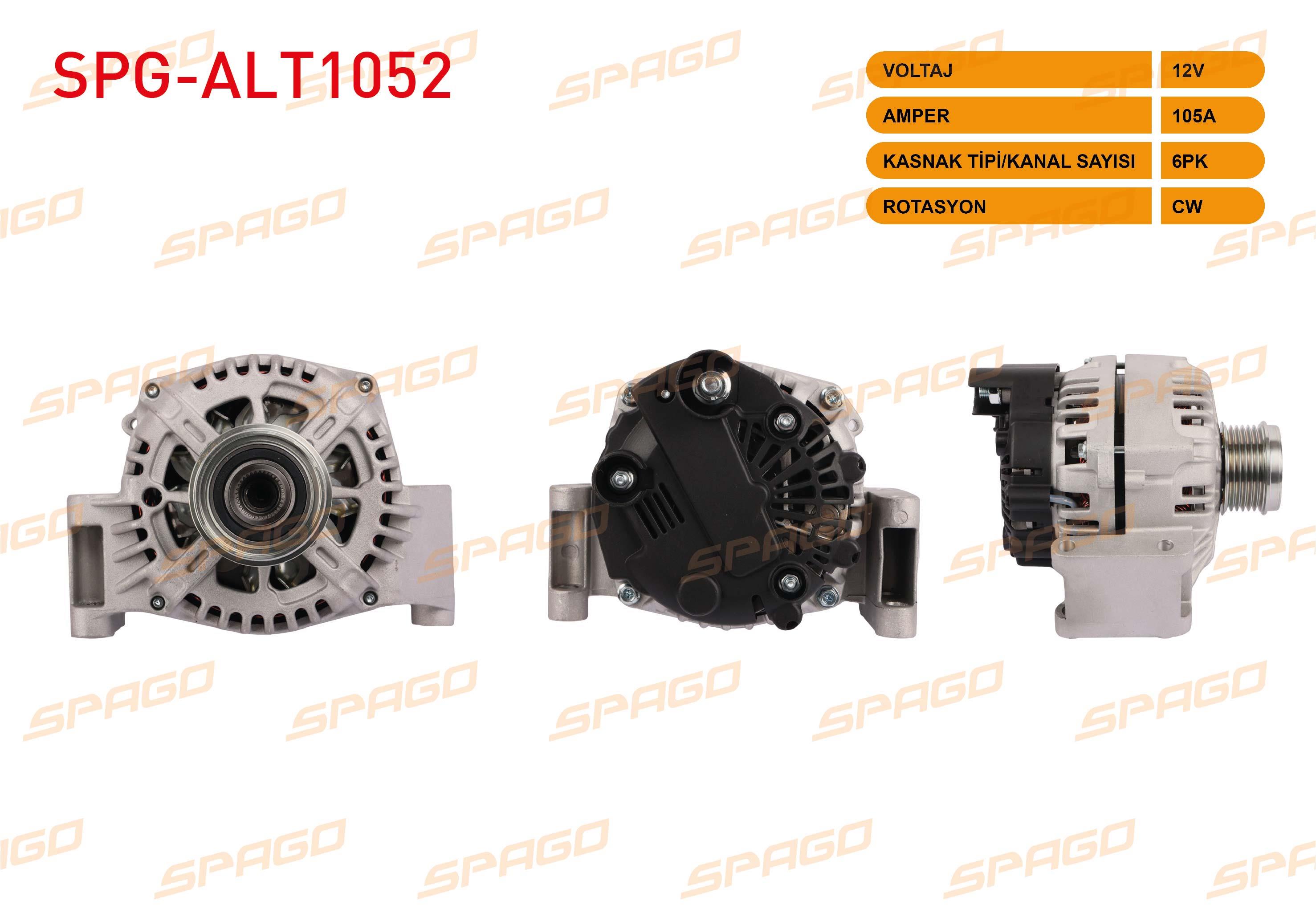 ALTERNATOR V TIPI 12V/105A 6PK (ALT442) DOBLO 1.3 JTD 05- / GRANDE PUNTO 1.3 D MJT 05-13 / LINEA 1.3 MJT 06- / PUNTO 1.3 D MJT 12- / ASTRA H 1.3 CDTI 05-10 / CORSA D 1.3 CDTI 07-14