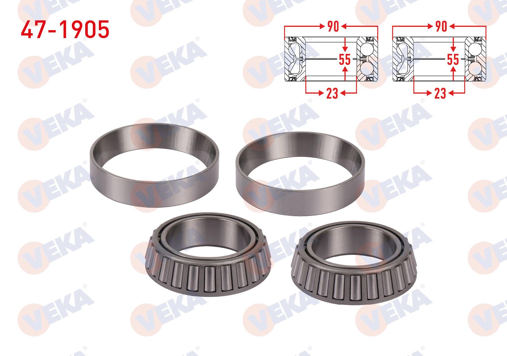 ARKA TEKERLEK RULMANI IKILI SOL-SAG 55X90X23 FORD TRANSIT (V184) 2000-2006 / TRANSIT (V347) 2006-2014